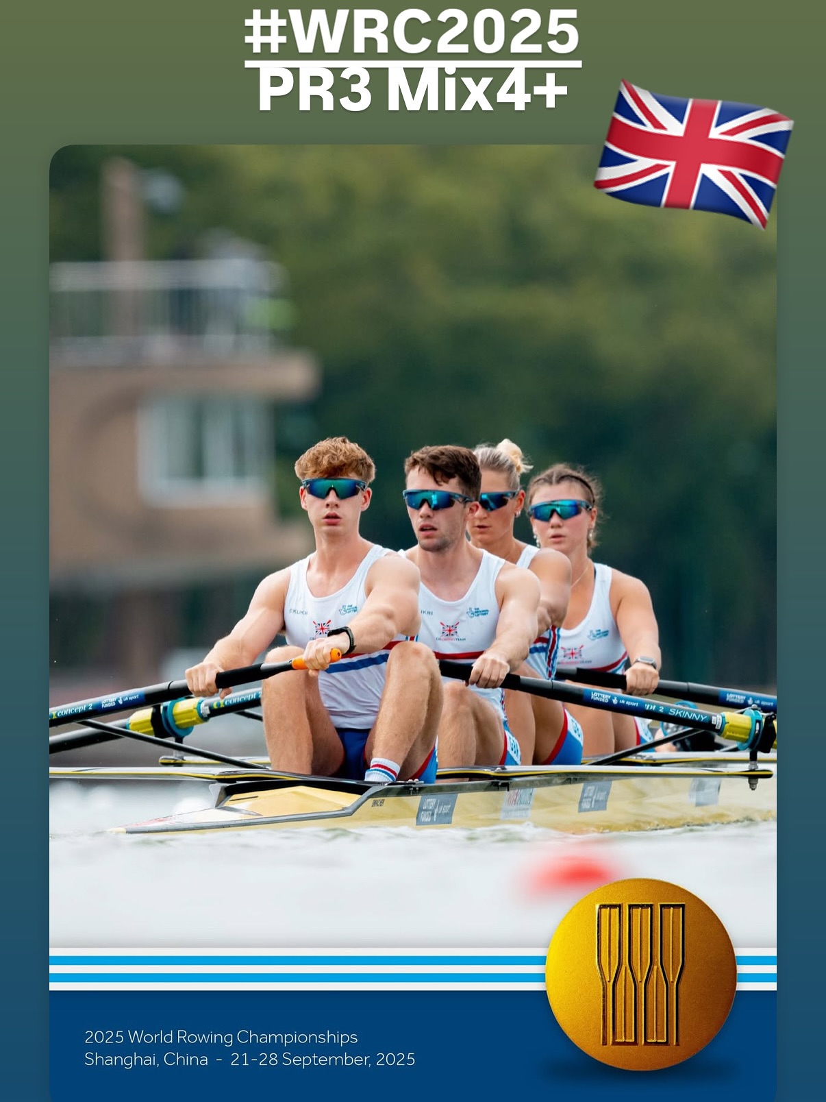 The World Rowing Championships in Shanghai is great!
Pictured are the PR3 Mixed Coxed Four medal winners.
Check out the live action at World Rowing’s website.
PR3 Mix4+ = A mixed sex crew of four athletes (all with eligible impairments) power their boat, steered and motivated by a coxswain (who can be either sex and doesn’t need to have a physical impairment). They sweep (rowers have both hands on one oar each) using arms & shoulders, trunk and legs on a standard sliding seat.
Interested to learn more or get involved in para rowing?
Check out Para Rowing Foundation’s website.
PRF power athletes with disabilities around the world to fulfil their potential, whatever that looks like, from entry level to elite.
We do this through creation of opportunities and removal of barriers.
In the 2025 World Champs, PRF have directly supported 10 athletes in 4 classifications representing 6 countries competing on the world stage.
#ParaRowing #everyBODYrowing #WRC2025