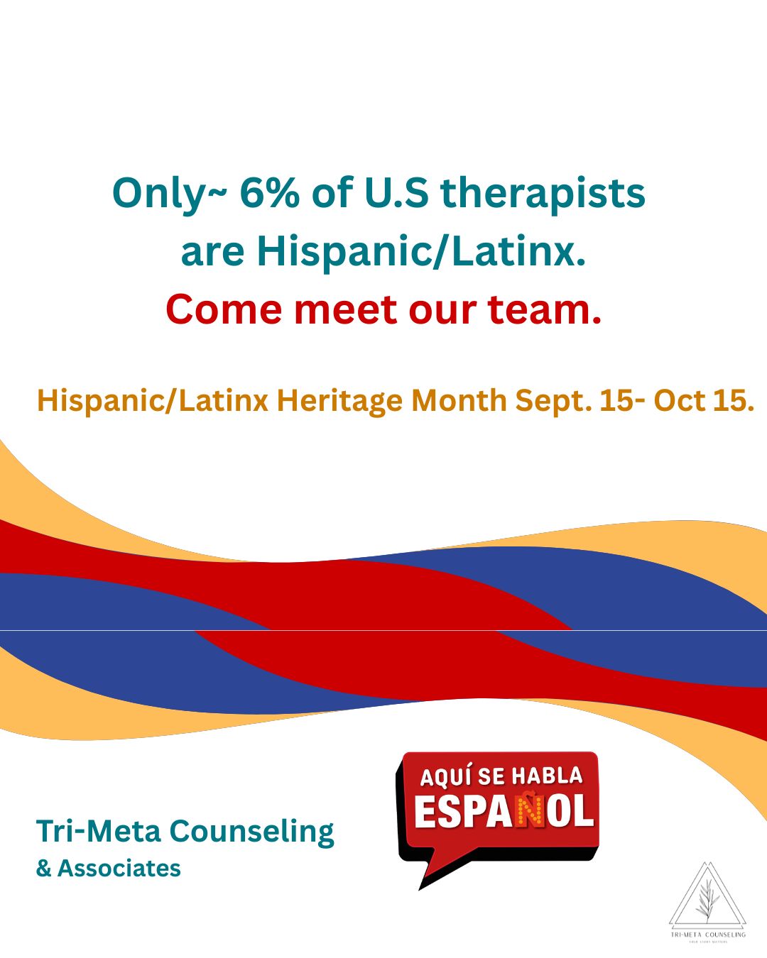 trimetacounseling
Only ~6% of therapists in the U.S. identify as Hispanic/Latinx. Representation matters in healing. This Hispanic/Latinx Heritage Month, meet some of our amazing clinicians offering culturally responsive and systemic therapy for individuals, couples, and families.
Ready to feel seen and supported? Book today at http://www.trimetacounseling.com
Solo ~6% de lxs terapeutas en EE. UU. se identifican como hispano/latinx. La representación importa en el proceso de sanar. Este Mes de la Herencia Hispana/Latina, conoce a nuestras consejeras ofreciendo terapia sistémica, culturalmente sensible, en español e inglés.
¿Listo para sentirte acompañada? Agenda en http://www.trimetacounseling.com
#HispanicHeritageMonth #TherapyEnEspanol #BilingualTherapist #NJTherapist #FamilyTherapy #Montclair #Latina #Latino #Latinx #latinxtherapy #latinotherapy #essexcounty #hispanic #counseling #hispanic