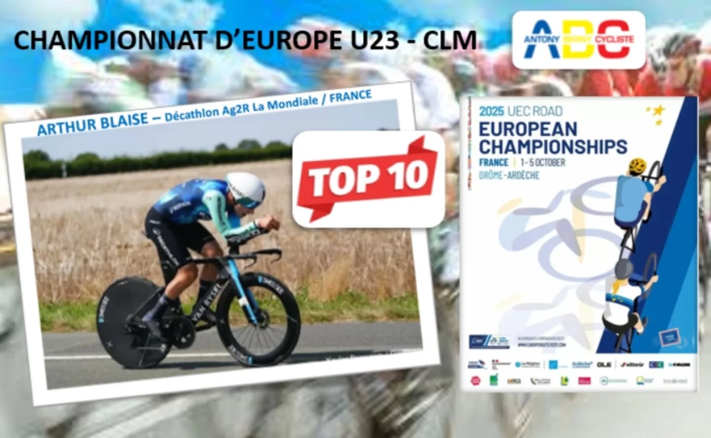 #madeinABC 🟦🟨🟥
Arthur Blaise prend la 10ème place du Championnat d'Europe du CLM U23.