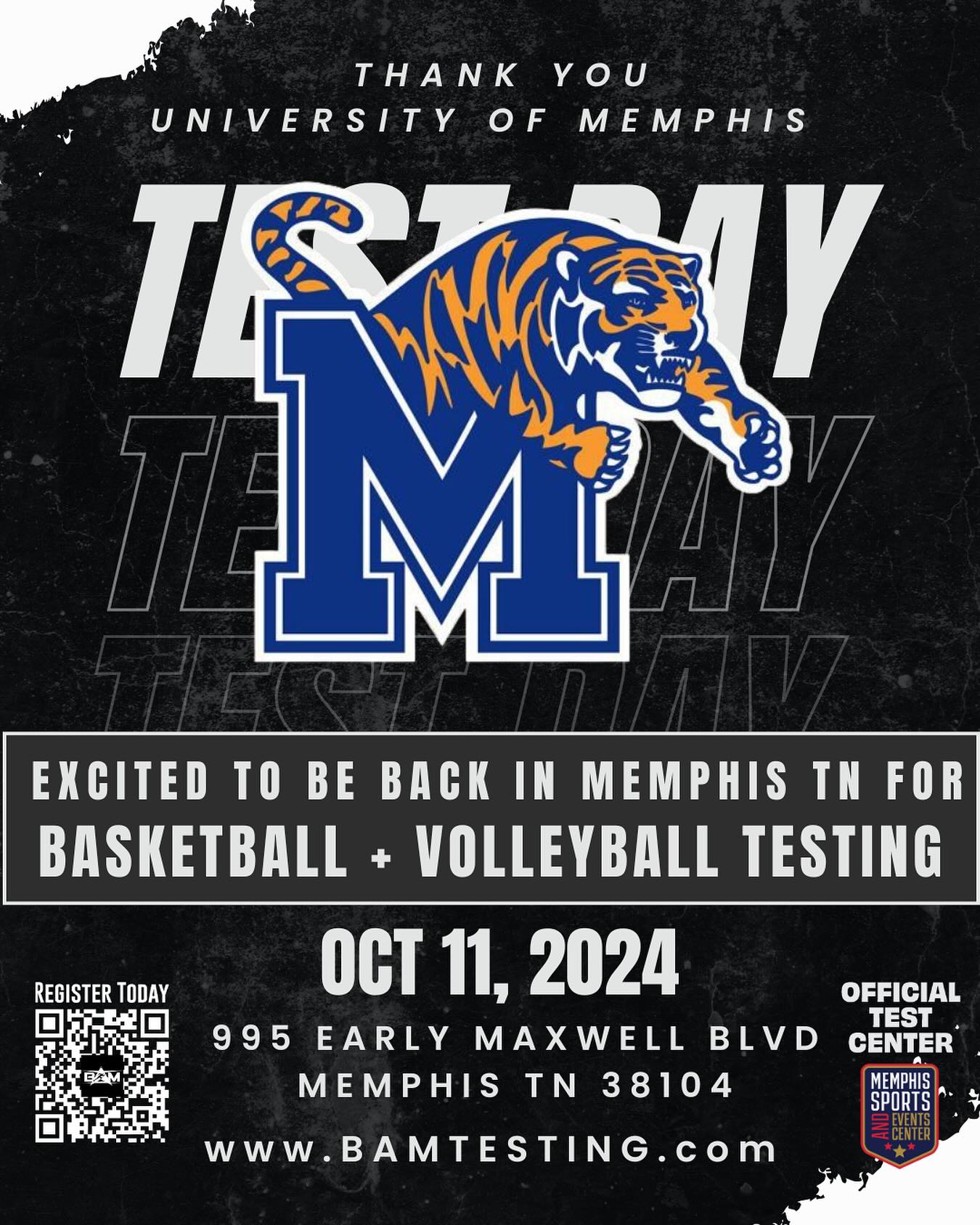 Thank you, University of Memphis! 🙌 Excited to be back Oct 11 for basketball + volleyball testing. Coaches/ADs—lock in your team slots now.
#Memphis #BAMTesting #Basketball #Volleyball #sportsscience