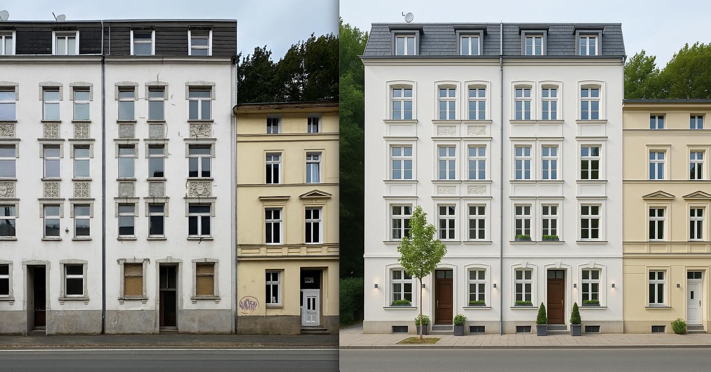 Jedes 🏛️ Detail erzählt eine Geschichte: Gesimse, Stuck, Fensterachsen.
Wir werden nicht „modernisieren“, wir werden bewahren – und behutsam erneuert.
So wird aus einem müden Haus wieder ein stolzes Quartiersgesicht. 🤍🌳
#DenkmalSanierung
#Altbau
#VorherNachher #BestandStattAbriss
#Baukultur
#Stadtentwicklung
#Immobilien
#denkmalschutz
#gründerzeit
#