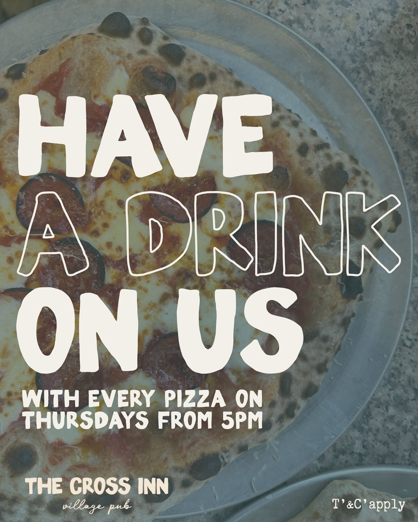 Have one on us! 🍻🍷
Starting this Thursday 😍🍕