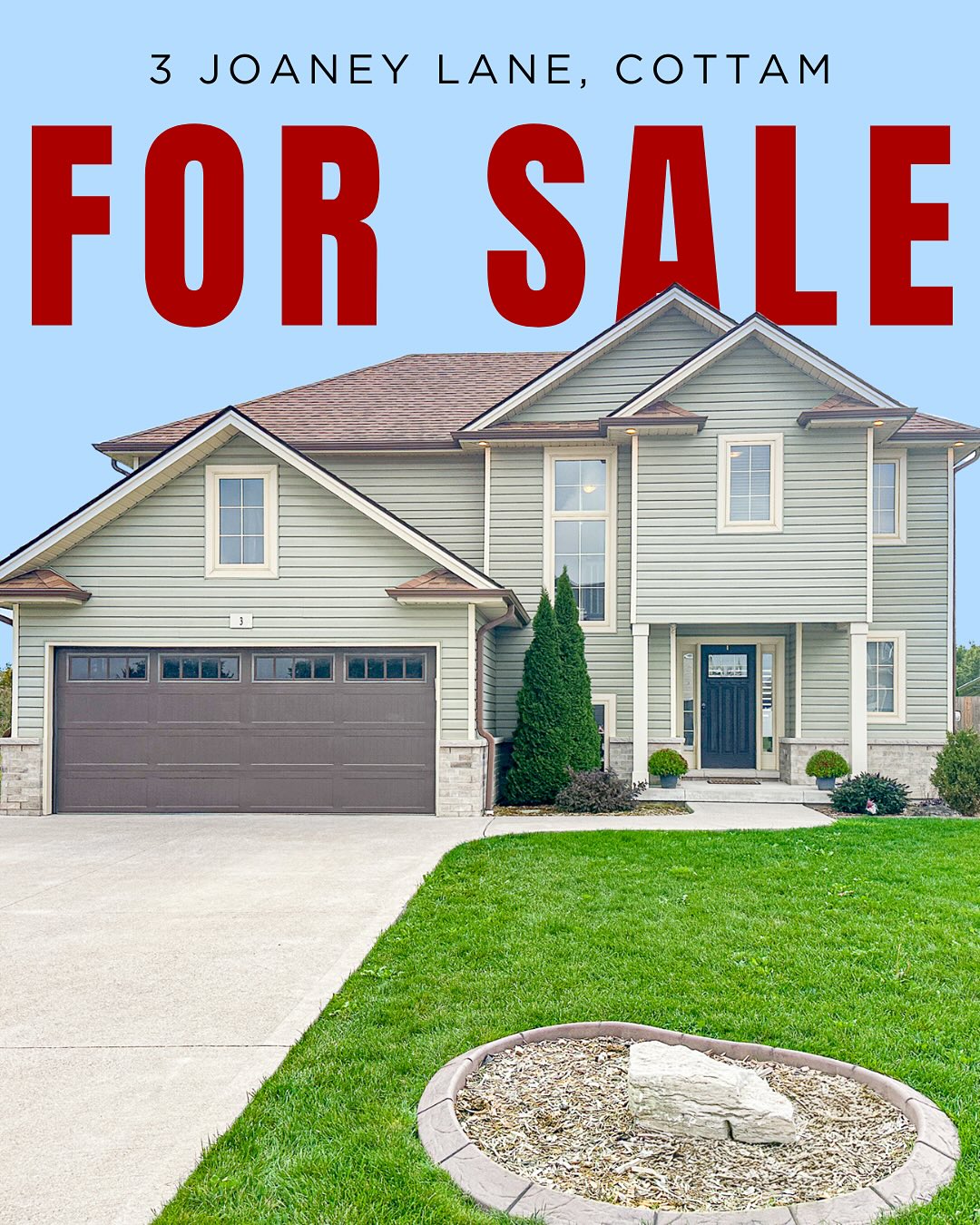 ✨ Just Listed in Cottam! ✨
Welcome to 3 Joaney Lane — a stunning 3 bed, 3.5 bath two-story in a quiet subdivision just off Hwy 3. Featuring an open-concept main floor, a finished basement with endless potential, a primary suite with walk-in closet & ensuite, and a peaceful backyard retreat.
Homes like this don’t last long — book your showing today! 🏡
📍 Cottam, ON