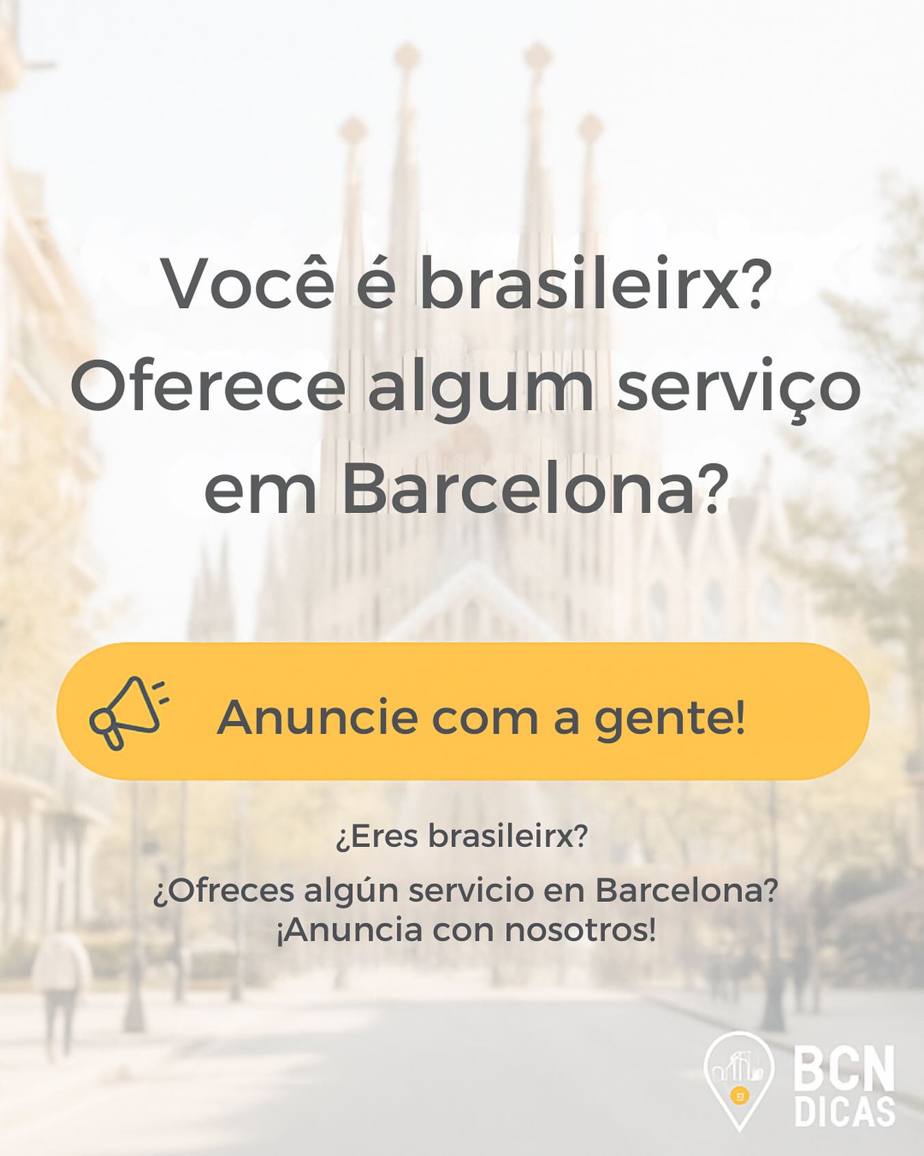 🇧🇷✨ Você é brasileirx em Barcelona e oferece algum serviço?
📍 O espaço certo para divulgar o seu trabalho está aqui no BCN Dicas!
👉 Alcance mais pessoas, conecte-se com a comunidade e faça o seu negócio crescer com a gente.
💬 Entre em contato e anuncie já!
#bcndicas #barcelona #brasileirosembarcelona #anuncie