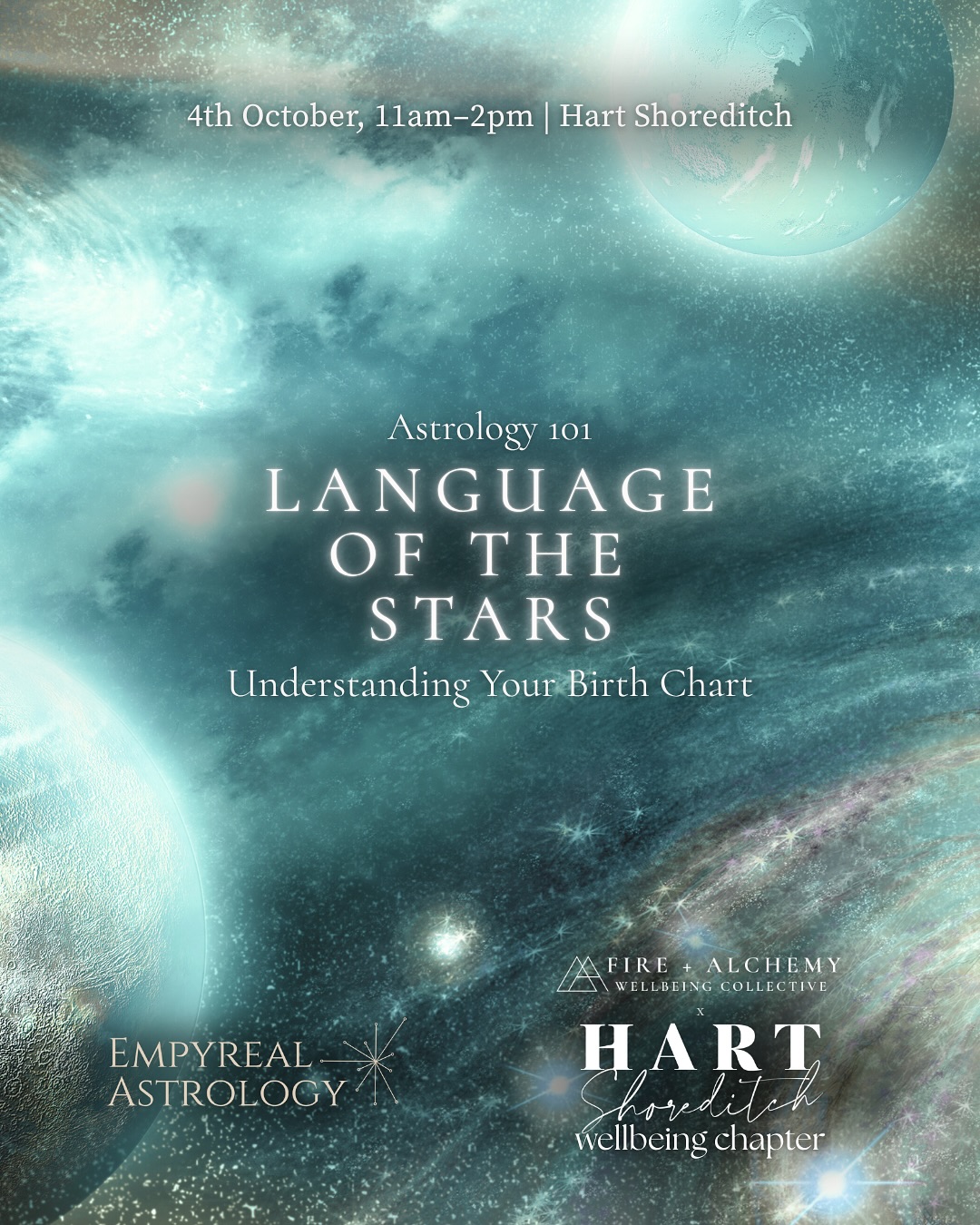 There’s something ancient and grounding about astrology — a reminder that we’re not separate from the cosmos, but deeply woven into it ✨
Your birth chart is like a map of the sky at the moment you arrived — full of symbols, patterns, and insights that can help you understand yourself on a deeper level. You don’t need to “believe” in astrology to feel its truth. Just curiosity, and a little space to listen.
On Saturday 4th October, we’re gathering at the beautiful Hart Shoreditch for an Astrology 101 course. “Language of the Stars” is a beginner-friendly workshop to help you read your own birth chart with confidence, clarity, and connection.
Expect cosmic conversation, and plenty of “ohhh that makes so much sense” moments 🌙
Led by our lovely Erika,this circle is designed to be warm, welcoming, and practical. No jargon. No pressure. Just space to learn, explore, and connect (with yourself + others)
You’ll walk away with:
☁️ A printed copy of your birth chart
☁️ A solid foundation in chart reading
☁️ Tools to keep exploring after the session ends
☁️ New connections within an astro-minded community
✨ Limited spots available — link in bio to join us.
This event is part of the Hart x Fire + Alchemy Wellbeing Chapter.
When: 4th October, 11am-2pm
Where: Hart Shoreditch
Booking: Head to the website for tickets, link in bio
#AstrologyWorkshop #BirthChartBasics #FireAndAlchemy #AstrologyForBeginners #CosmicConnection #HartShoreditch #Astrology101 #LondonEvents #ReelsThatMatter