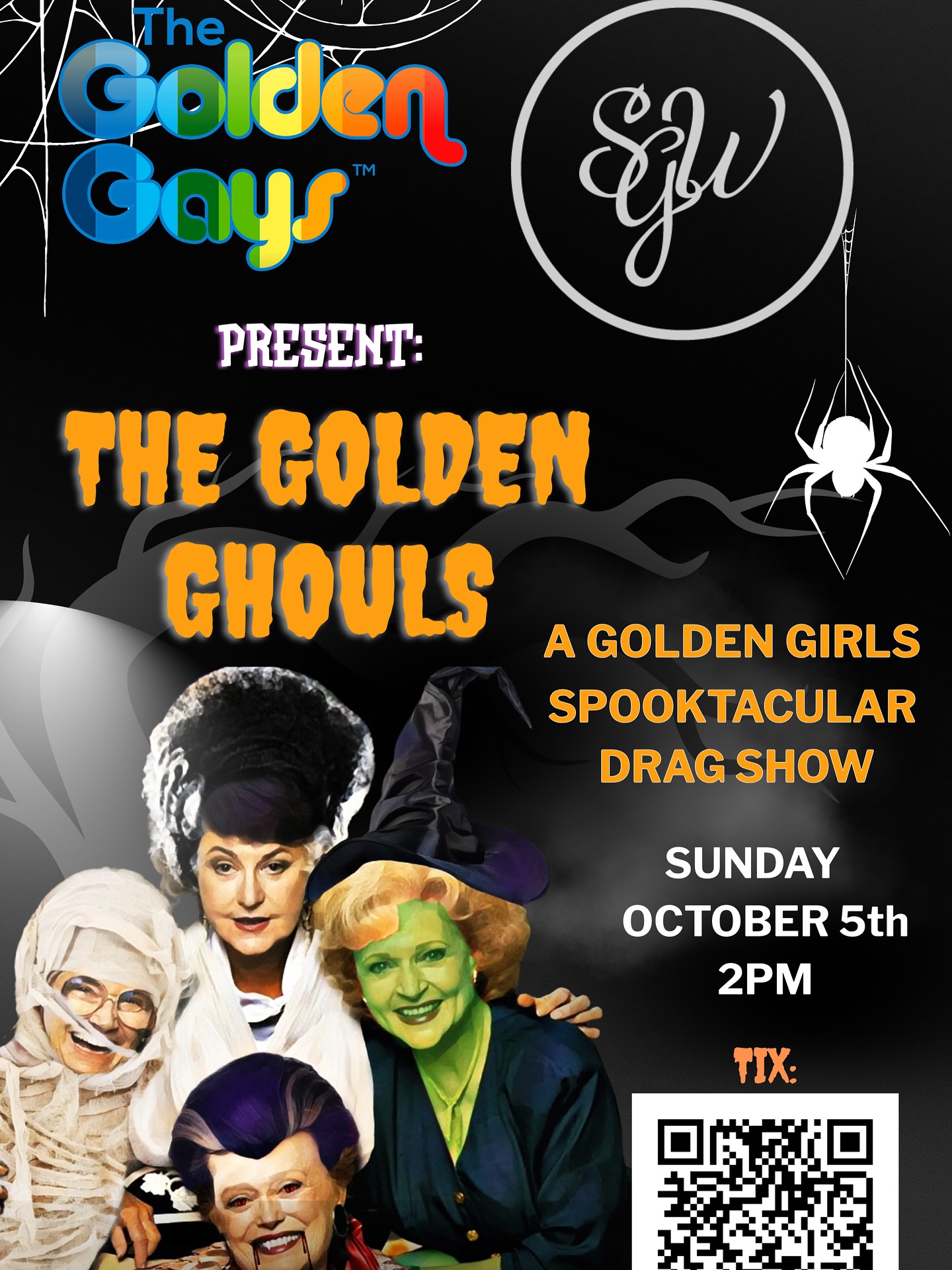 Picture it: Halloween 2025 at Stable Gate Winery aka Shady Pines
Your favorite golden aged grannies have been asked to perform at the Shady Pines Halloween Ball, BUT – Just as the show is about to start Sophia has gone missing!
Is this a Halloween trick or has she fled back to Palermo?
Dorothy as the Bride of Frankenstein? Blanche is a Vampire? Rose … is dressed as a Christmas elf?! Will the girls find Sophia before the finale? Will they make it home in time to watch Psycho?
Travel down the spooky road and back again to find out! One lucky audience member will become the next Ma, uh, Mummy, uh, #TokenSophia
Grab your pals and confidants, dress up in your best spooky Golden attire, and get ready to have a hauntingly good time with The Golden Ghouls!
FOOD AND WINE SOLD SEPARATELY.
TICKE LINK IN BIO
LIMITED SEATS AVAILABLE