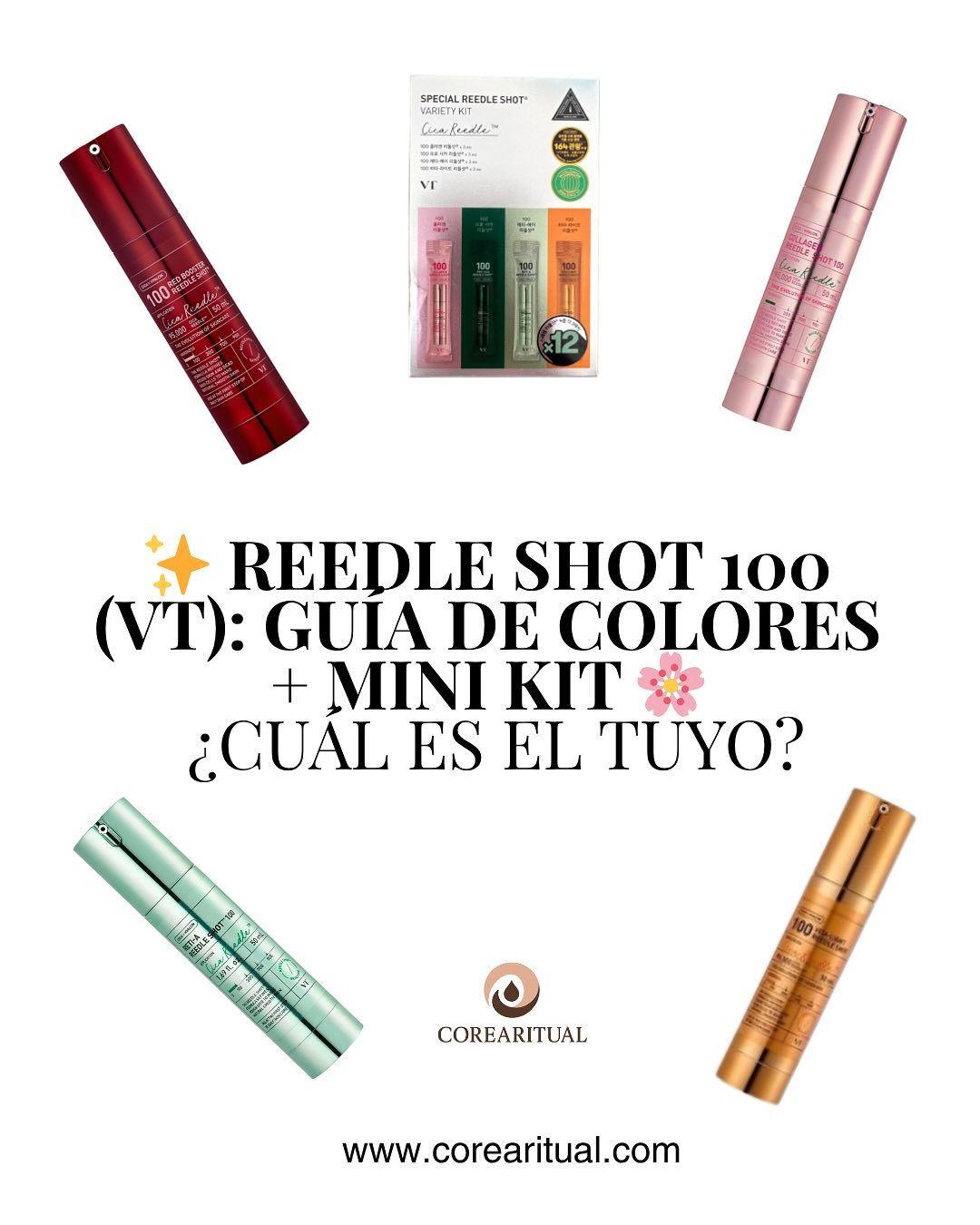 “Guía completa de los VT Reedle Shot 100 (colores) + Mini Kit ✨
Todos comparten la tecnología Cica Reedle™, que mejora la textura y la absorción de los activos.
Cada color tiene un objetivo:
🔴 Red Booster (solo full size) → regula sebo y ayuda a refinar poros
🟡 Vita-Light → aporta luminosidad y unifica el tono
🌸 Collagen → mejora elasticidad y aporta firmeza
💚 Reti-A → favorece la renovación, mejora la textura irregular y ayuda a difuminar marquitas de acné (solo noche + SPF)
🟢 Pro Cica (solo en mini kit) → calma rojeces y reduce irritación
🌟 El Mini Kit trae 12 sobres (3 de cada tipo) para probarlos con seguridad.
📌 Consejo: usa cada color 2–3 veces por semana, observa cómo responde tu piel y descubre tu favorito en full size.
💾 Guarda este post y consúltalo antes de elegir.
📩 Te asesoro por DM según tu tipo de piel. Envíos rápidos en España 🇪🇸
#vtcosmetics #reedleshot #cicareedle #kbeauty #skincarecoreano #poros #luminosidad #antiedad #texturapiel #pielsensible #corearitual #españa #barcelona”