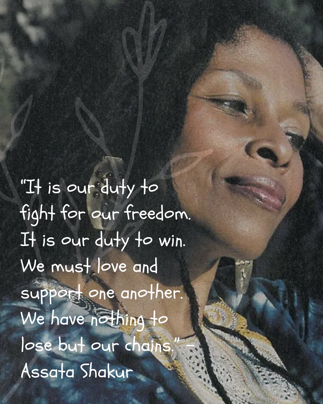 Today, we pause to remember: Freedom work is hard and it is holy. It is rooted in care, in the power of our stories, and in the unwavering belief that another world is possible.
May we continue to love one another fiercely.
May we be bold enough to freedom dream.
May we never forget the wisdom of those who paved the way.
Rest in power Assata. 💐