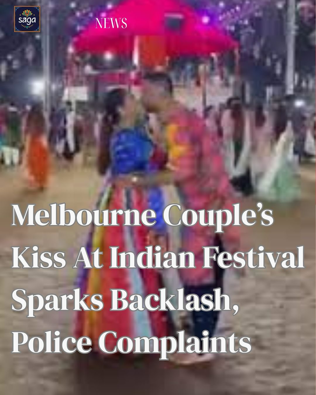 Melbourne Couple’s Kiss At Indian Festival Sparks Backlash, Police Complaints
A Melbourne couple’s innocent gesture of affection has ignited a storm of outrage in India. A video of the couple sharing a kiss during a Navratri dance in the Indian state of Gujarat went viral, sparking police complaints, social media fury, and calls for legal action.
The incident unfolded at United Way Garba, one of the biggest Navratri events in the city of Vadodara in Gujarat.
Pratik Patel and his wife, both Australian citizens of Indian origin, were filmed kissing on the festival grounds.
Members of the Sanatan Sant Samiti, a Hindu group, declared the kiss an affront and demanded that the police act against event organisers for allowing “indecent” behaviour.
Summoned by police, the couple – married for 16 years and parents to two children – issued a written apology. Officers said the pair admitted their actions were inappropriate. Read the full story on sagatimes.com.au #indiansinmelbourne #indiansinaustralia #navratri #garbadance