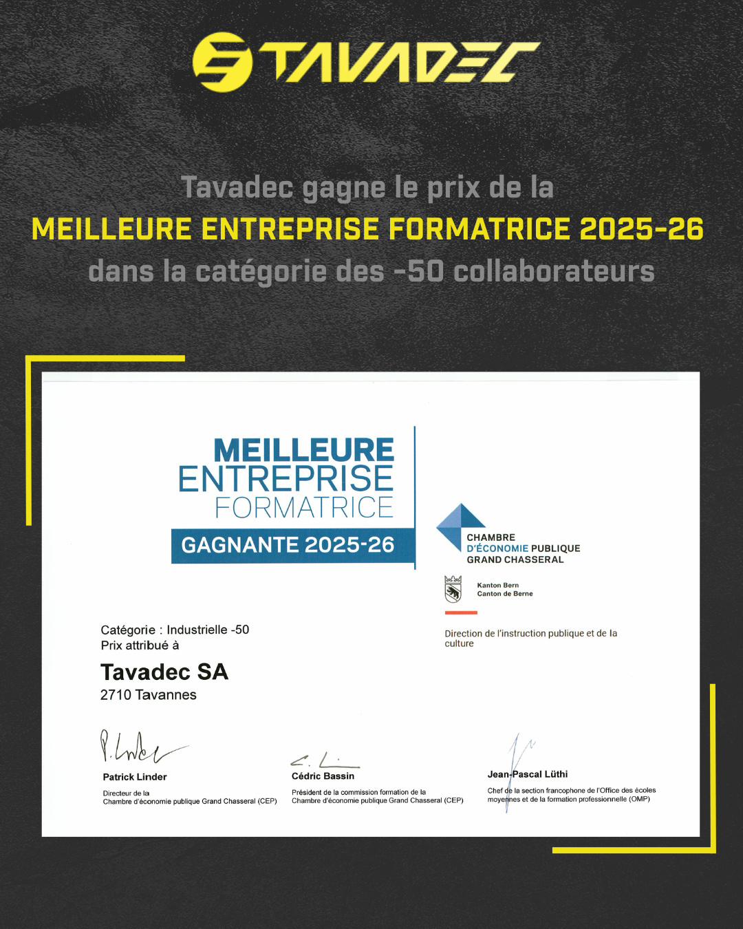 Quelle fierté ✨ Tavadec a été élue meilleure entreprise formatrice 2025-2026 !
Un immense merci à Fame, notre responsable de la formation, pour son engagement, ainsi qu’à nos apprentis qui donnent chaque jour le meilleur d’eux-mêmes 💪
Recevoir ce prix pour la deuxième fois (après 2018-2019) nous motive encore plus à accompagner les talents de demain 🌟
#tavadecsa #transmission #talentsdedemain #engagement