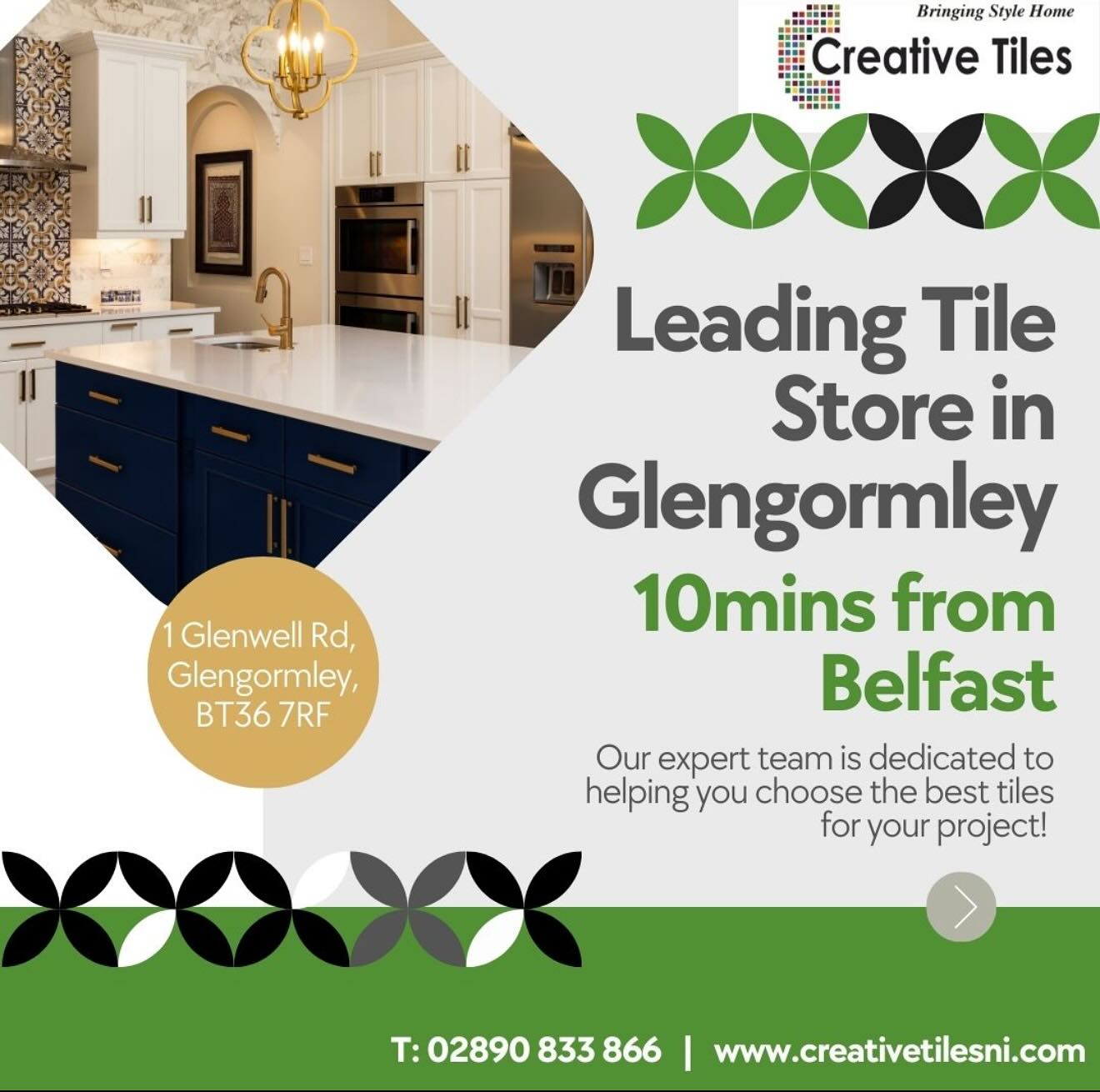 If you have an upcoming bathroom or kitchen project that you are working on and need wall or floor tiles, look no further than Creative Tiles! We are based 10mins from Belfast in #Glengormley
📍1, Glenwell Road, Glengormley, Newtownabbey, BT36 7RF
#belfast #newtownabbey #glengormley #carrickfergus #larne #antrim #ballymena #tiles #floortiles #walltiles #porcelainetiles