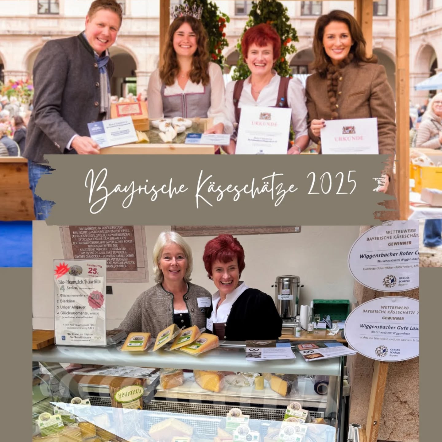 "Bayrische Kässeschätze gesucht" Ein Wettbewerb des Bayrischen Staatsministeriums für Ernährung, Landwirtschaft und Tourismus. Frau Kaniber persönlich überreichte uns am Sonntag die beiden Auszeichnungen für die Gewinner der Kategorie "Weißschimmel - Weichkäse": Süße Sissi und "Rotschmiere, Affinage & Co - Halbfester Schnittkäse: Roter Casanova. Wir freuen uns riesig und haben die Zeit auf dem Käse-Genussmarkt mit unserem Stand in vollen Zügen genießen können. #käsegenussmarkt #bayrischekäseschätze #auszeichnung #herzvollgenuss #genussvielfalt #echtehandarbeit