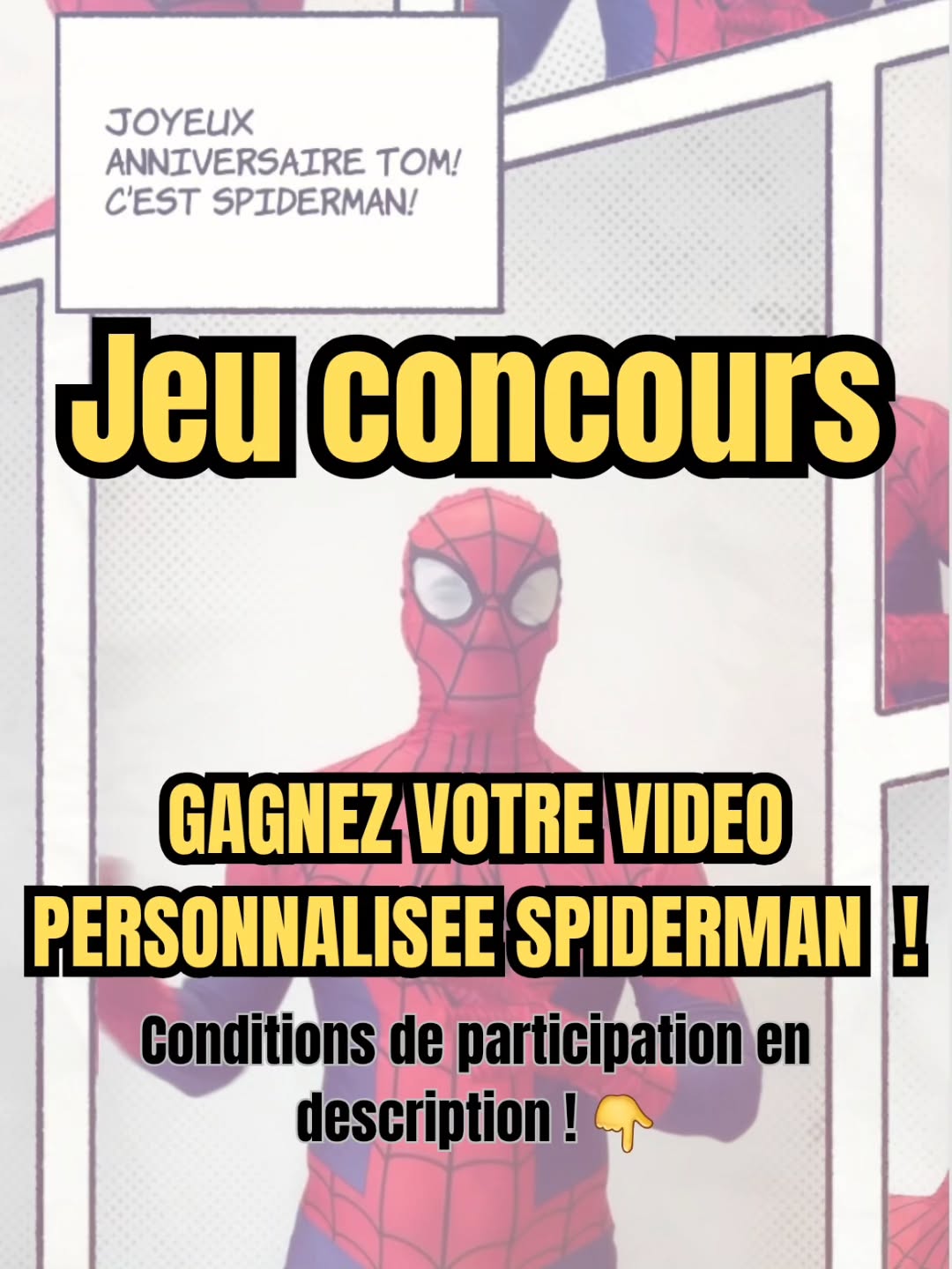 🎉 JEU CONCOURS SPÉCIAL ANNIVERSAIRE 🎉
Votre enfant ou un membre de votre famille est fan de Spiderman ? 🕷️🕸️
Offrez-lui un moment magique avec ce cadeau personnalisé : une vidéo d’anniversaire rien que pour lui ! 🎂✨
Pour participer :
1️⃣ Likez ce post ❤️
2️⃣ Abonnez-vous à ce compte 📲
3️⃣ Taguez 2 parents qui aimeraient aussi faire plaisir à leurs petits super-héros 👨👩👧👦
📅 Tirage au sort la semaine prochaine – 1 gagnant remportera sa vidéo personnalisée de Spiderman 🥳
⚠️ Les comptes seront vérifiés : seuls les vrais comptes de parents seront pris en compte pour garantir un tirage au sort équitable.
#jeuxconcours #spiderman #spiderman #anniversaire #videoanniversaire
#jeuxconcoursinstagram #concours #concoursinstagram #concoursinsta #cadeaupersonnalisé #videogram