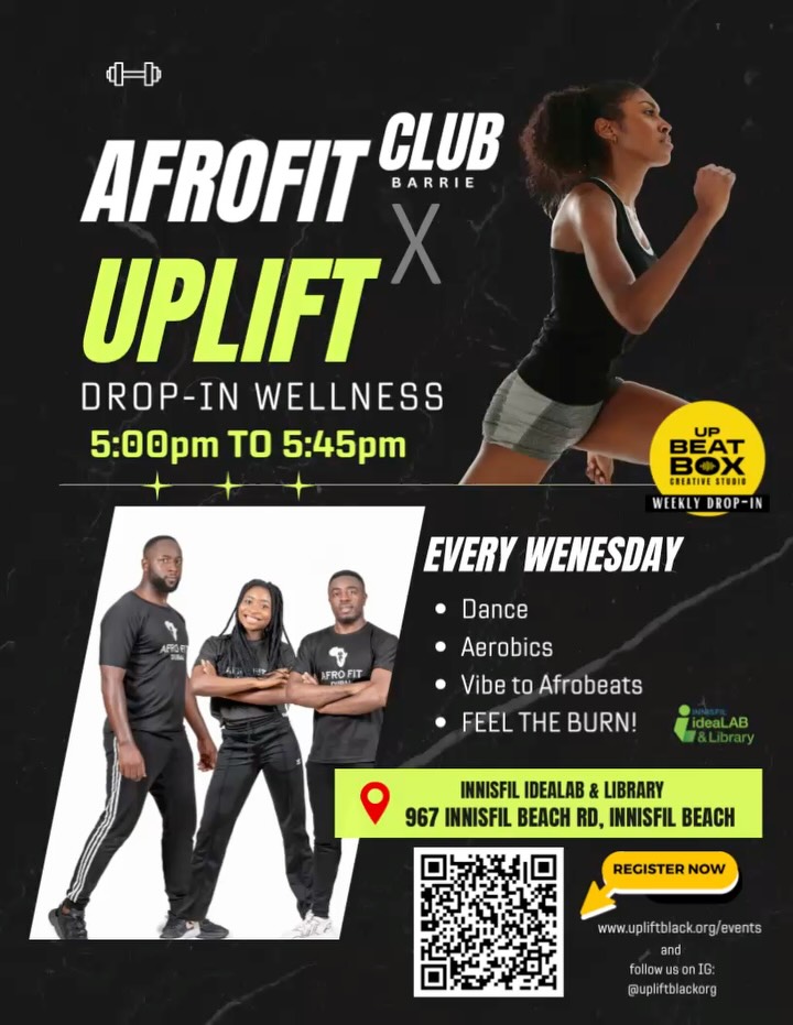 🌟 Exciting news, Innisfil! 🌟 Join us this Wednesday, October 1st and every Wednesday on from 5:00 PM to 5:30 PM as @afrofitclub_barrie takes over our wellness drop-in class! 💪🏾
✨ Get ready to move, groove, and elevate your wellness journey with this vibrant community. Don’t miss out on this chance to connect, smile, sweat, and celebrate together! 🎉🙌🏾
No excuses, just results and fun with Afro Fit Club Barrie and UPlift !
See you Wednesday !
#AfroFitClub #WellnessWednesday #BarrieStrong #CommunityVibes