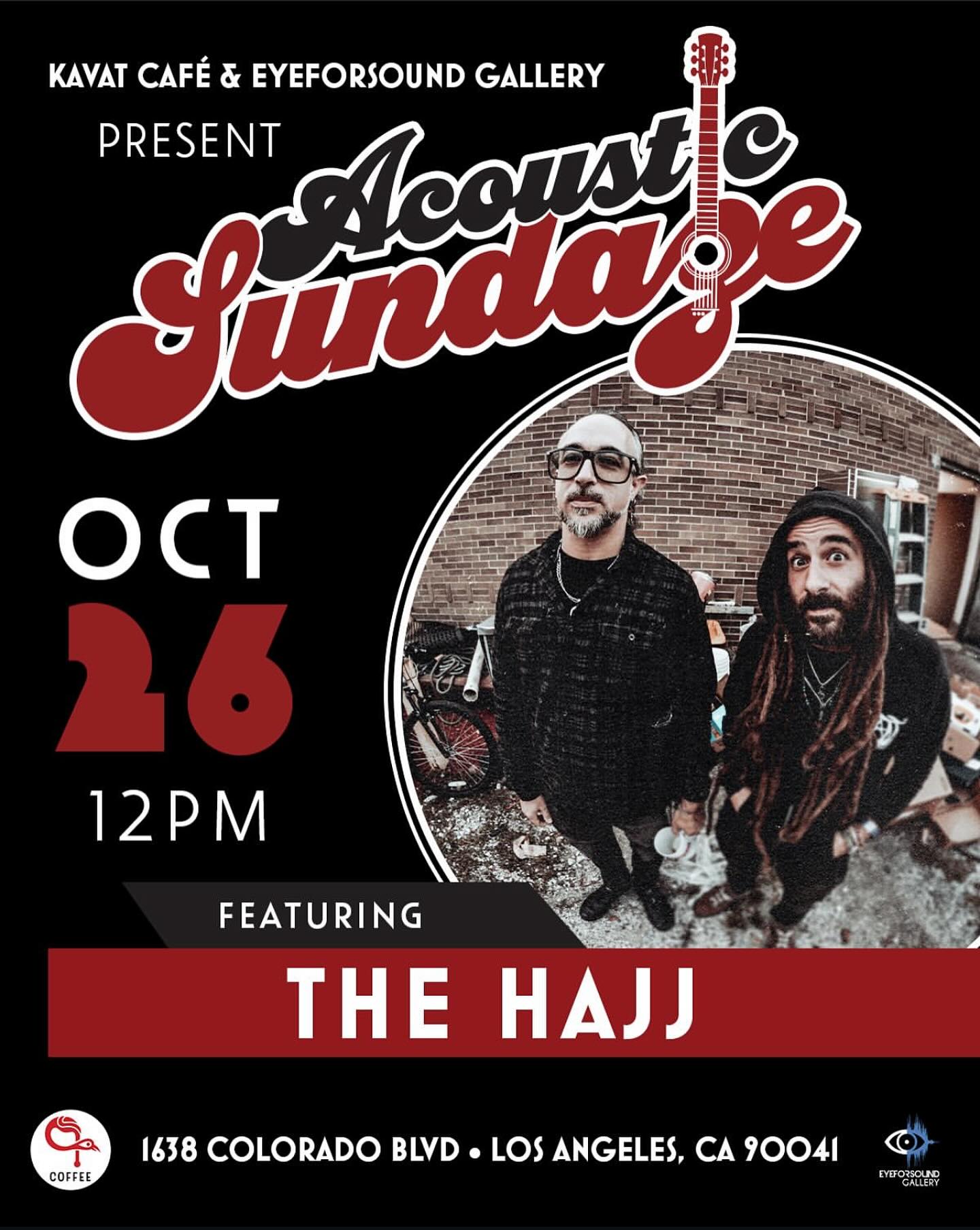 Honored to play @kavatcoffee and @eyeforsound Acousic Sundaze in Los Angeles on the 26th of October!! SAVE THE DATE!!
Come catch The Hajj performing a full acoustic set!
@thehajjmusic #thehajj #thehajjmusic #acoustic #music #sergtankian #kavat #coffee #esspresso #systemofadown