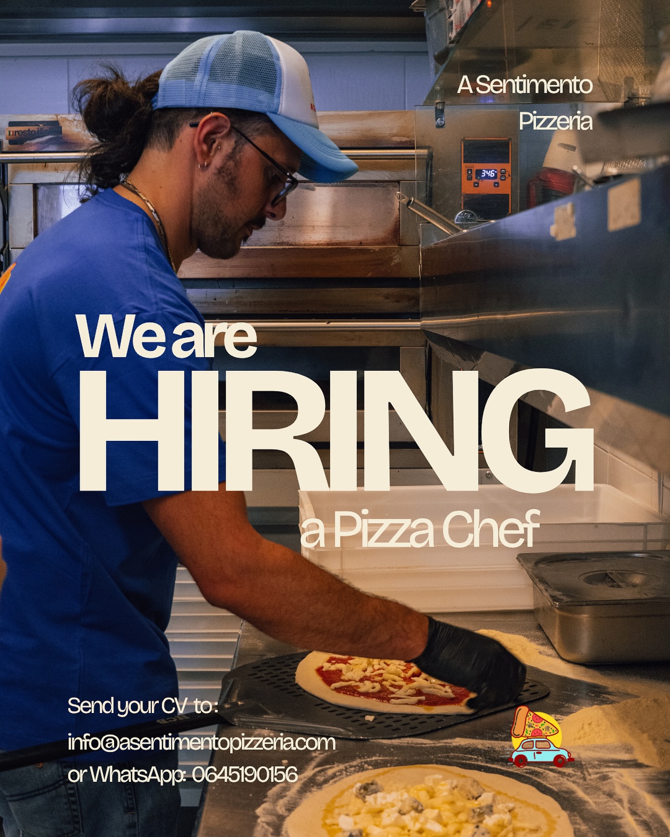 Join Our Team: Become a Pizza Chef at A Sentimento Pizzeria! 🍕
We’re A Sentimento Italian Takeaway Pizzeria, a passionate team of three Italian friends - Mariano, Francesco, and Federico - dedicated to serving authentic Italian flavors with a personal touch. With over 30 years of combined experience in the food and beverage industry across Italy, the UK, and the US, we’ve crafted a unique vision for A Sentimento.
About the Role
We’re looking for a skilled Pizza Chef to join our team in Amsterdam West. As a Pizza Chef, you’ll be responsible for:
- Preparing and Cooking Pizzas: Crafting delicious pizzas with fresh ingredients and attention to detail
- Kitchen Hygiene and Cleanliness: Maintaining a clean and organized kitchen, adhering to high hygiene standards
- Food Inventory Management: Managing ingredient stock levels and ordering supplies as needed
- Sauces and Recipes: Creating flavorful sauces and experimenting with new recipes
Requirements
- Food Preparation and Cooking Skills: Proficiency in preparing and cooking a variety of dishes
- Hygiene Knowledge: Good understanding of hygiene practices and protocols
- Food and Beverage Experience: Experience in managing food and beverage operations
- Sauces and Recipes: Skills in preparing a range of sauces and dishes
- Teamwork and Communication: Excellent teamwork and communication skills
- Independence and Proactivity: Ability to work independently and proactively
- Culinary Qualification: A culinary qualification or equivalent is beneficial but not essential . 
Ready to Apply?
If you’re passionate about Italian cuisine and have the skills we’re looking for, get in touch! 
Let’s create delicious pizzas together!