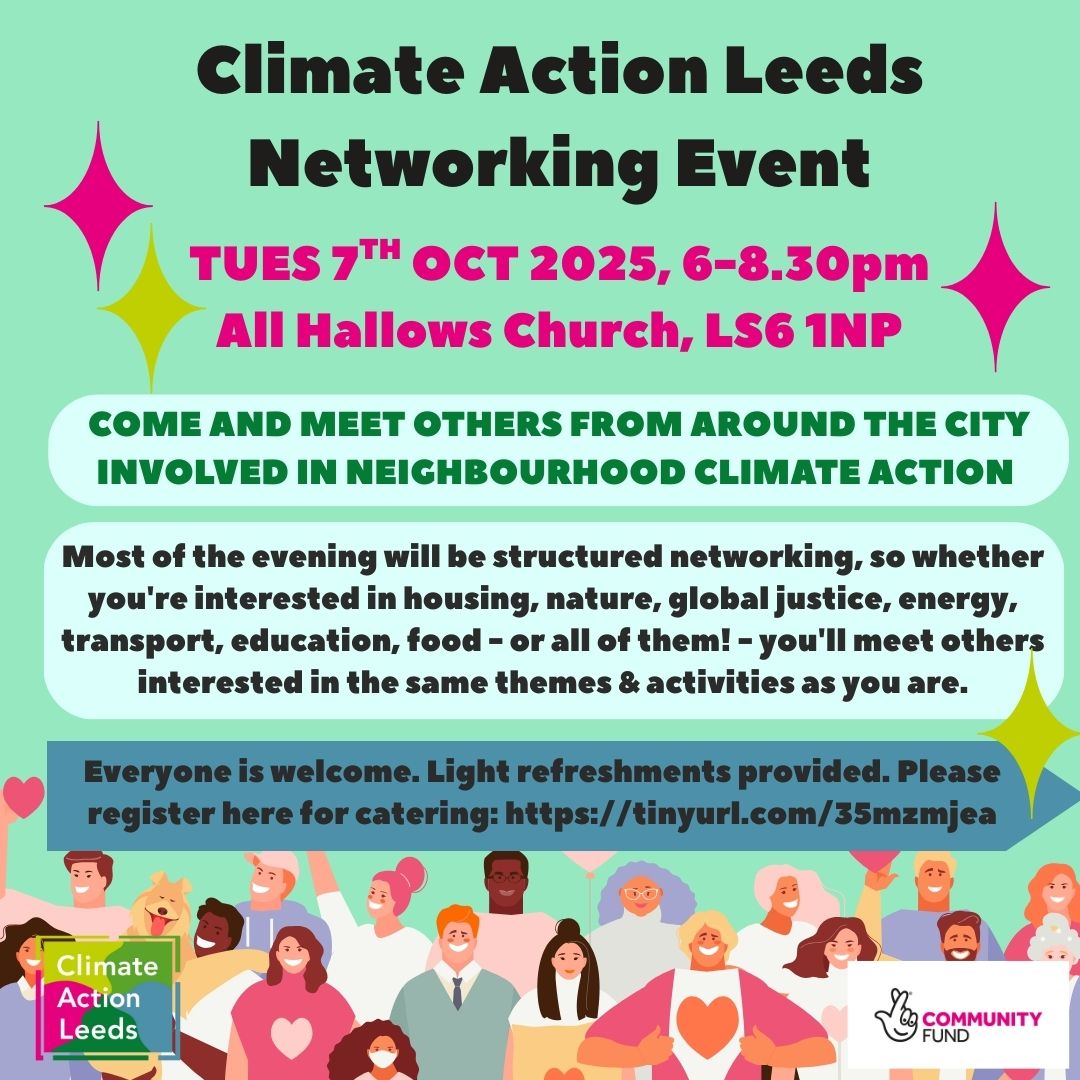 Not long until our Neighbourhood Climate Action Networking event on Tuesday 7th October!
Places are still available for people to book on. Please visit our event page to grab a FREE space if you haven't already!