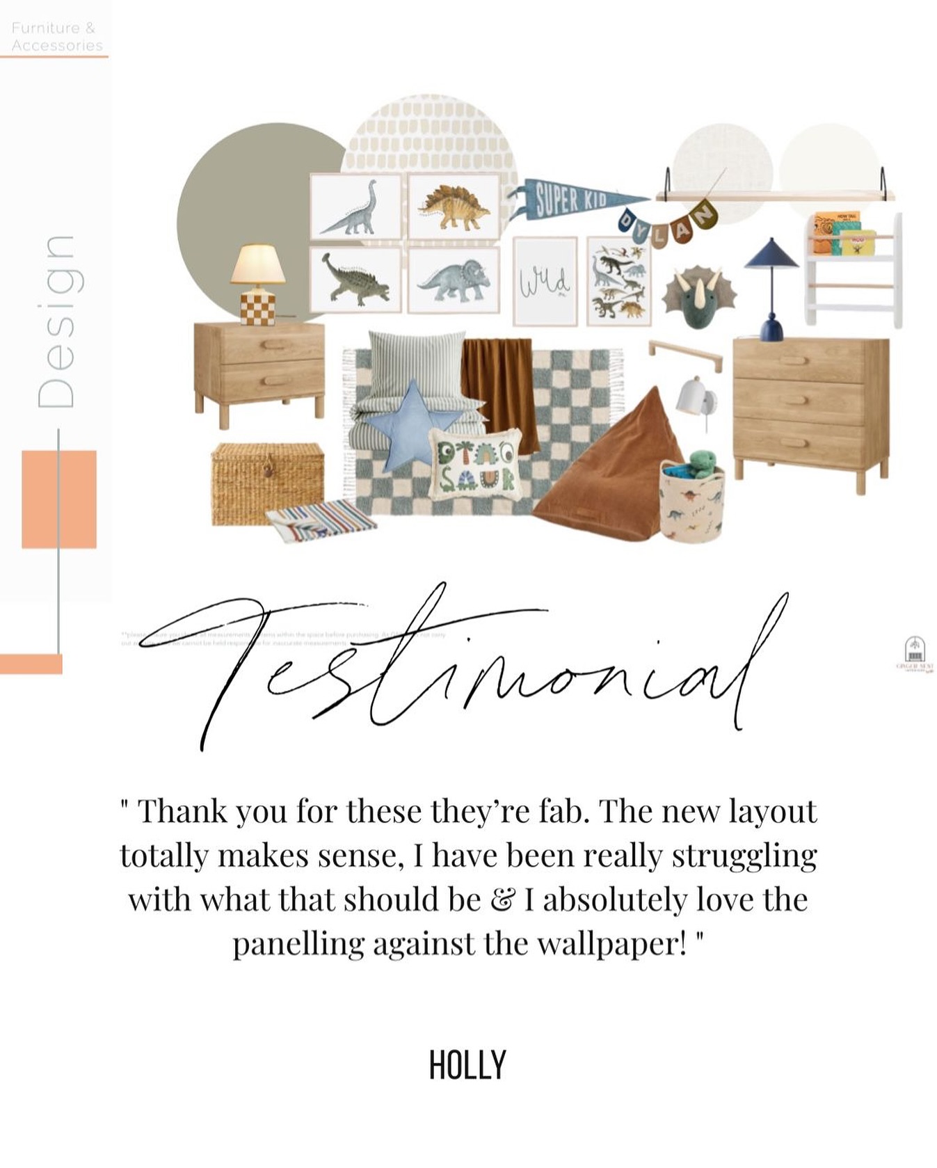 Client Testimonial ✨
“Thank you for these they’re fab. The new layout totally makes sense, I have been really struggling with what that should be & I absolutely love the panelling against the wallpaper!”
We agree, the wallpaper in here is going to look stunning! We can’t wait to see it come to life.
Stacey really put her heart & soul into these designs, we’re so glad Holly agrees & loves the layout too 💙
Lucky dinosaur loving little boy having such a lovely bedroom. 🦖🦕