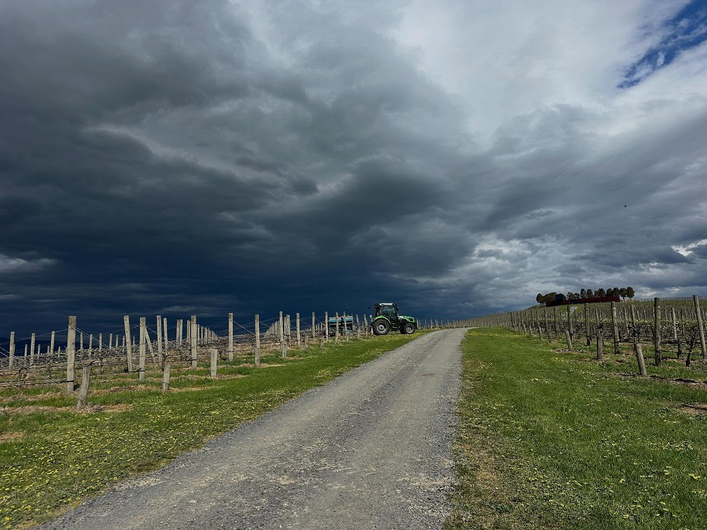 Jules and I spent a bit of time calibrating the spreader today at Denton. Getting some fertiliser out for the coming season. #deutz #spring #weather
