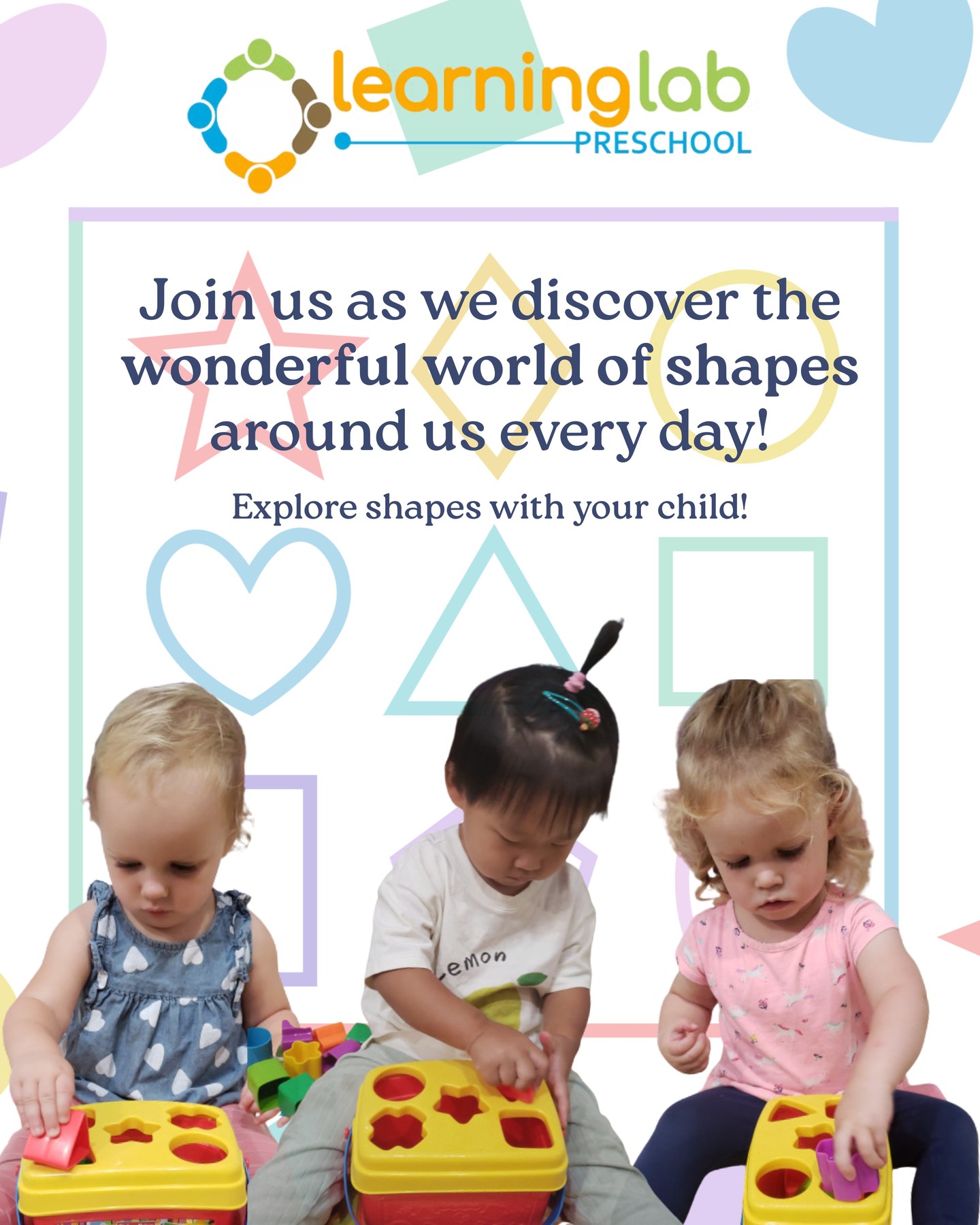 ✨ Learning shapes is more than just fun—it’s the foundation for early math and problem-solving skills!
At Learning Lab Preschool, we help little learners explore shapes in the classroom and in the world around them. 🟡🔺⬜
👩👩👧 Parents: Try a fun game at home! Ask your child to find circles, squares, and triangles around the house. You’ll be amazed at what they notice!
📚 Because at Learning Lab, every small discovery shapes a big future.
#LearningLabPreschool #EarlyLearning #ShapesForKids #PreschoolActivities #PlayAndLearn