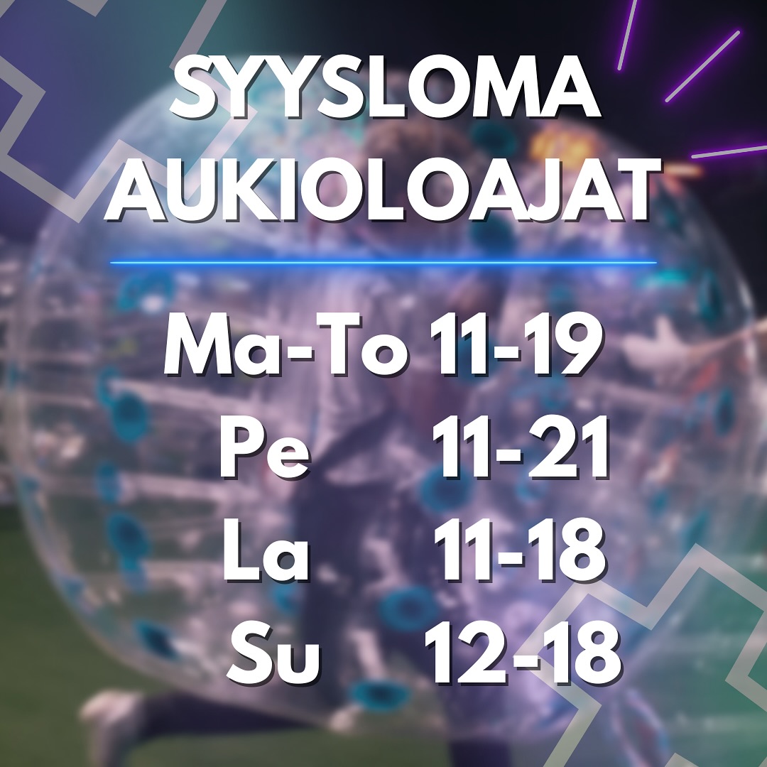 🍂✨ Syyslomalla Hämptoniin! ✨🍂
Tule viettämään hauska lomapäivä koko perheen kanssa – meillä riittää tekemistä jokaiselle!
📅 Syysloman aukioloajat:
Ma–to klo 11-19
Pe klo 11–21
La klo 11-18
Su klo 12–18
🎰 Arcade pelit, hohtominigolf, kuplafutis – kaikki saman katon alla!
👉 Ota kaverit tai perhe mukaan ja tee syyslomasta ikimuistoinen.
#ViihdekeskusHämpton #Syysloma2025
