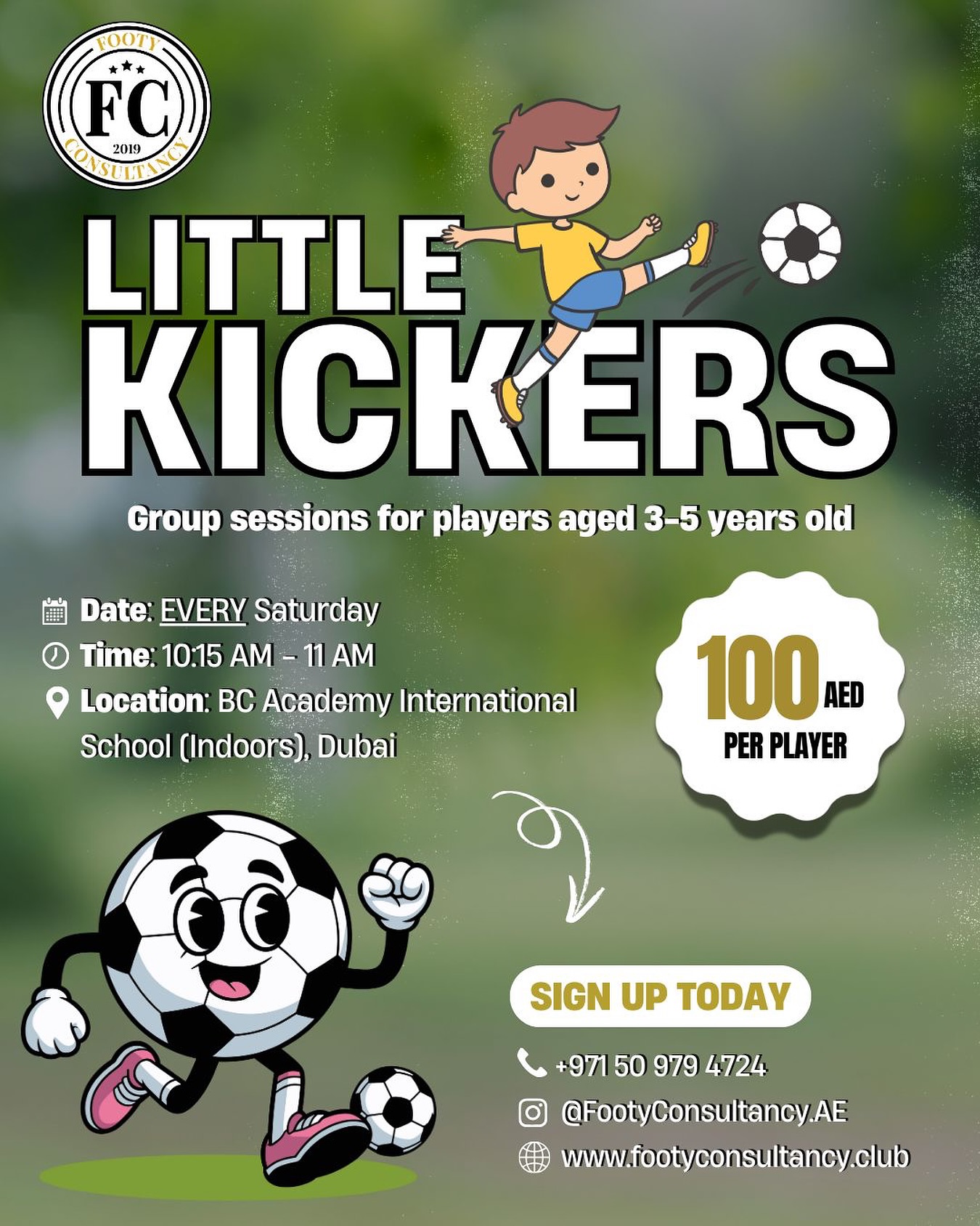 🌟 Is your little one full of energy? Let’s put it into football!
Our Little Kickers sessions are the perfect mix of fun, movement, and teamwork for children aged 3–5.
📍 Dubai | 📅 Every Saturday
⚽ Where little feet take their first football steps!
#FootyConsultancy #LittleKickers #DubaiFootball #YouthFootball #uaefootball