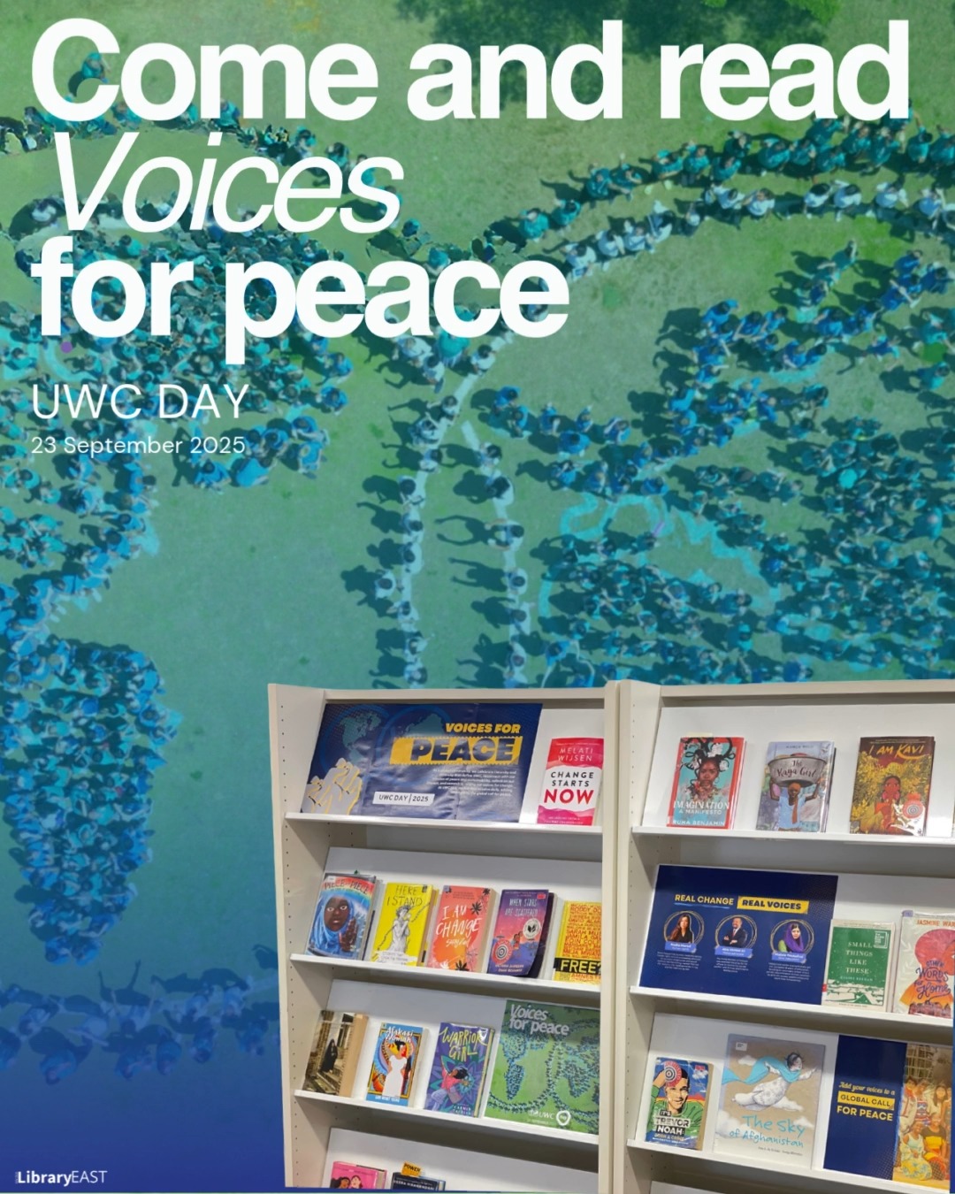 One community, many voices. Celebrate UWC Day by finding a book in the Secondary library! 📖