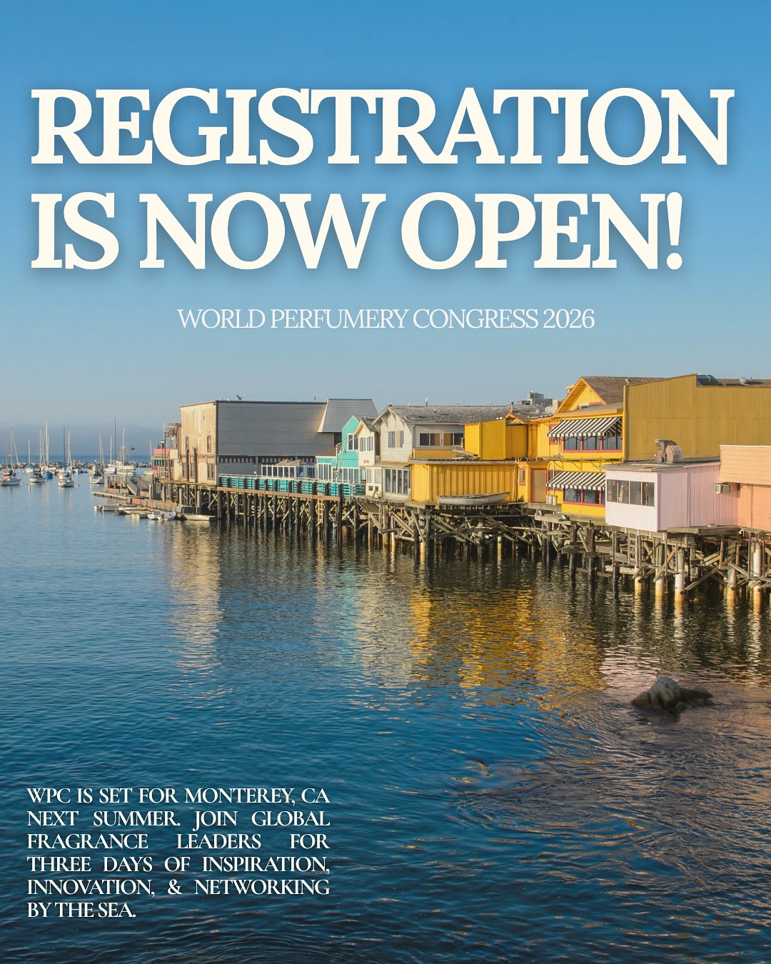 💙 ICYMI: The American Society of Perfumers is pleased to announce that early bird registration is now open for the fragrance industry’s premier global event, the World Perfumery Congress (WPC) 2026. The event will take place June 23–25, 2026, in the picturesque coastal city of Monterey, California.
Secure your spot today and join perfumers, brands, and fragrance leaders from around the world.
🔗 Full details, registration, hotel booking & press passes: www.wpc.perfumers.org