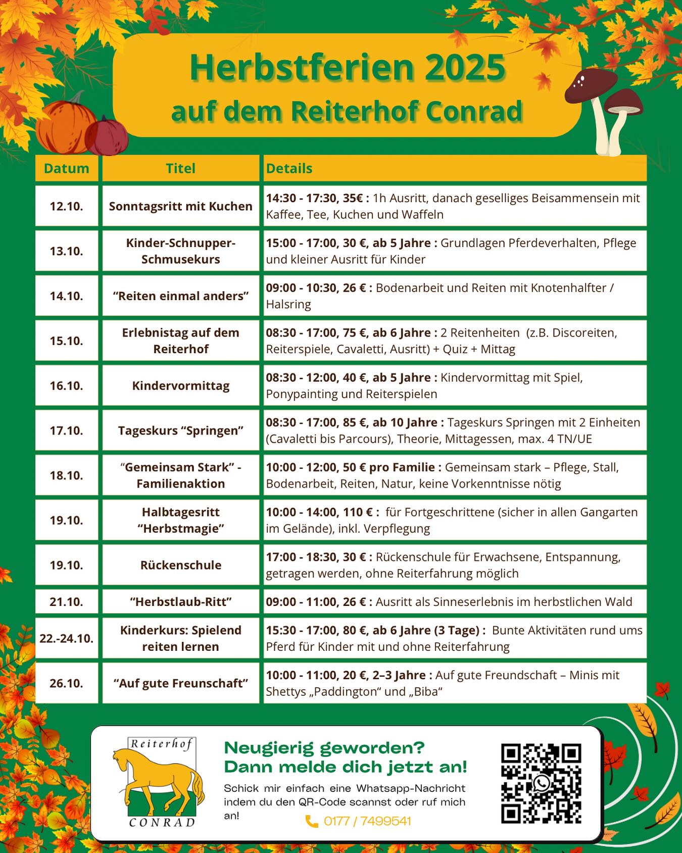 Unser Herbstferienprogramm 2025 ist jetzt raus! Schnell anmelden, bevor euch jemand zuvorkommt 👀🏇🐴
#reitenmachtglücklich #reiten #reiterhof #edemissen #peine #herbstferien #herbst #reitunterricht