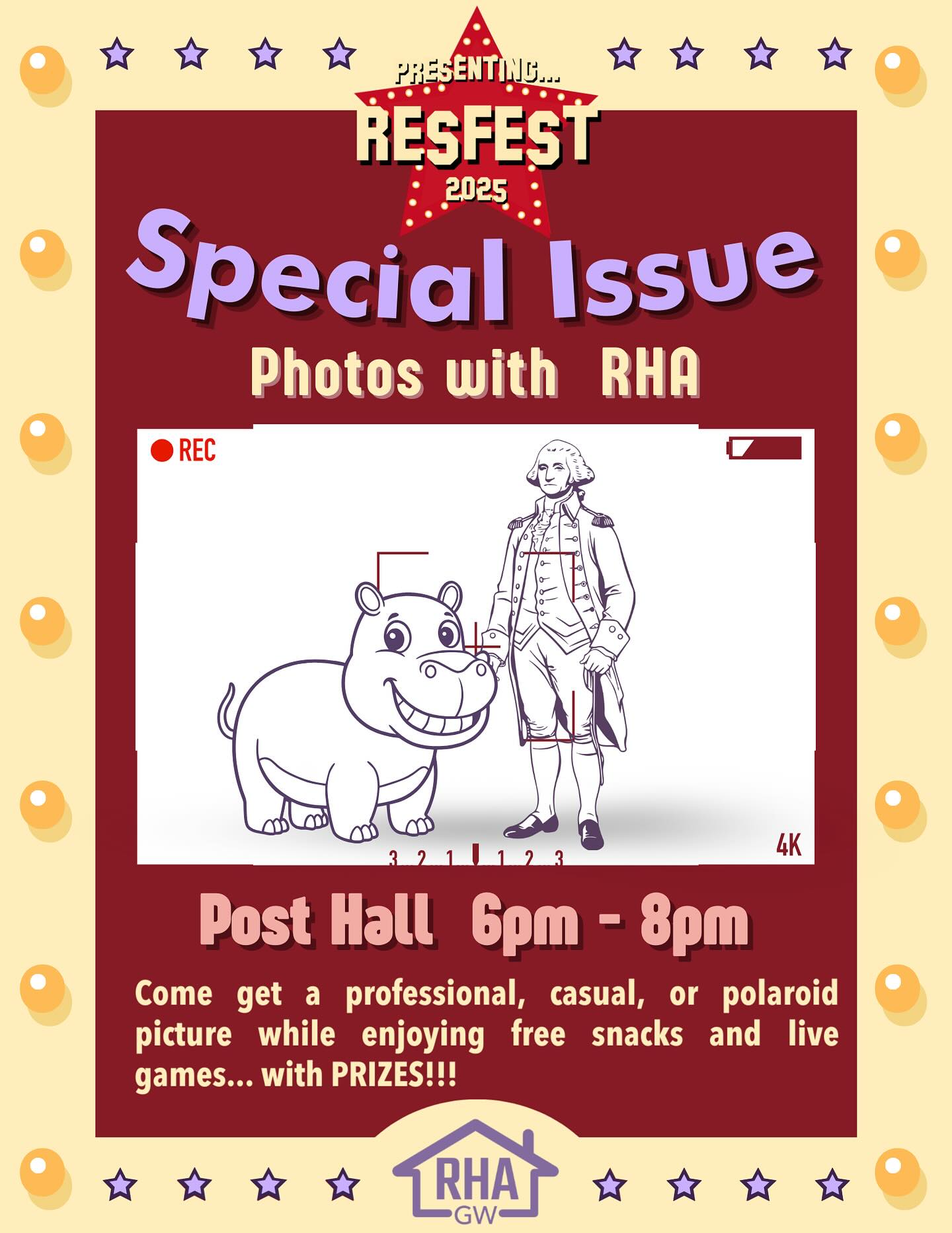 📸 📸 TODAY IS RESFEST DAY TWO 📸 📸
On this SECOND celebratory day, elevate your LinkedIn profile with a free professional headshot. Feel free to stay behind the scenes and bring some friends to join us for bingo and prizes!
Join us on The Vern in Post Hall from 6PM - 8PM for an evening you won’t forget :D
See you there 🎥 🎬
#resfest #resfest25 #rha #hallcouncil