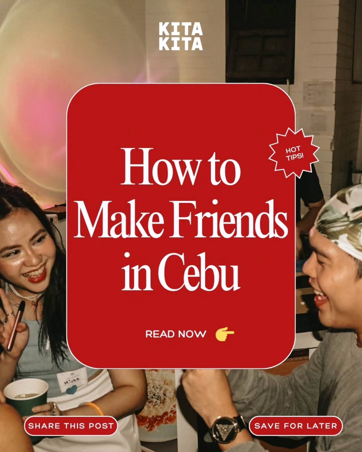 Making friends in a new city isnโt easy, it feels like everyone already has their circle.
But hereโs the truth: connection starts small.
โจ Show up.
โจ Join communities.
โจ Be curious.
โจ Say yes.
Thatโs how circles grow, and how Cebu starts to feel like home.
๐ Donโt just scroll, show up. Weโll be there.
Join us for a Boozy Lunch on Oct 18 @ Socarrat. Weโll save you a seat! Link in bio.