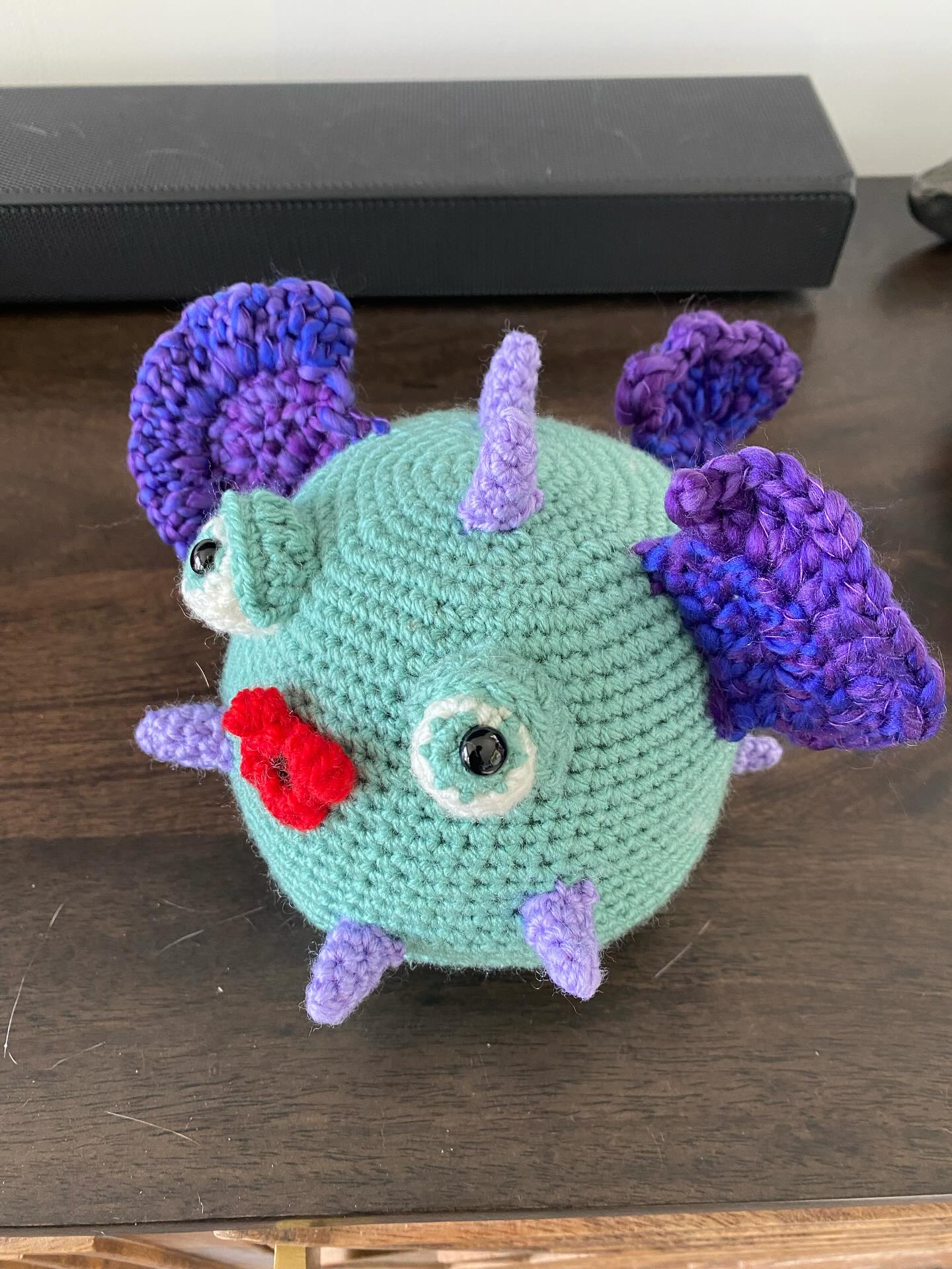 Created a soft version of my ceramic pufferfish. #amurigumi #crochetpufferfish #crochet #madebyme #crochetfun