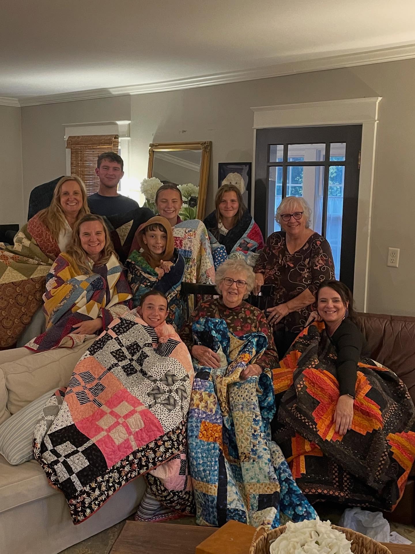 How lucky am I? Last week three generations got to unwrap quilts handmade with love by my amazing grandmother & aunt. For some of us, it’s not the first one… just another beautiful treasure to add to our collection.