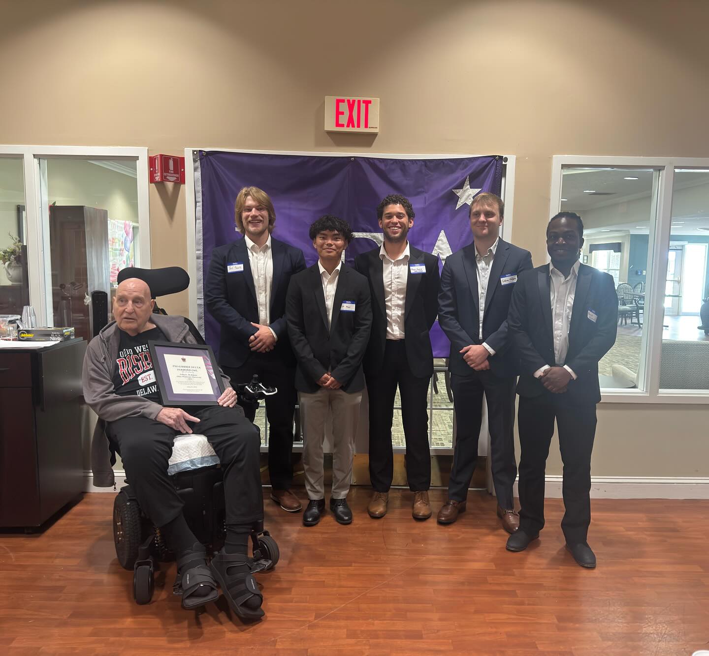Some of our brothers had an amazing opportunity to honor our fellow brother, Jack McKinnie, on his Diamond Owl for 75 years in Phi Gamma Delta. Jack is the epitome of a Phi Gam, who we all look up to as a role model. Jack dedicated his life to Phi Gamma Delta, and we are honored to be a part of the fraternity with people like him, and to be able to honor his 75th! P! And happy 93rd birthday, Jack!