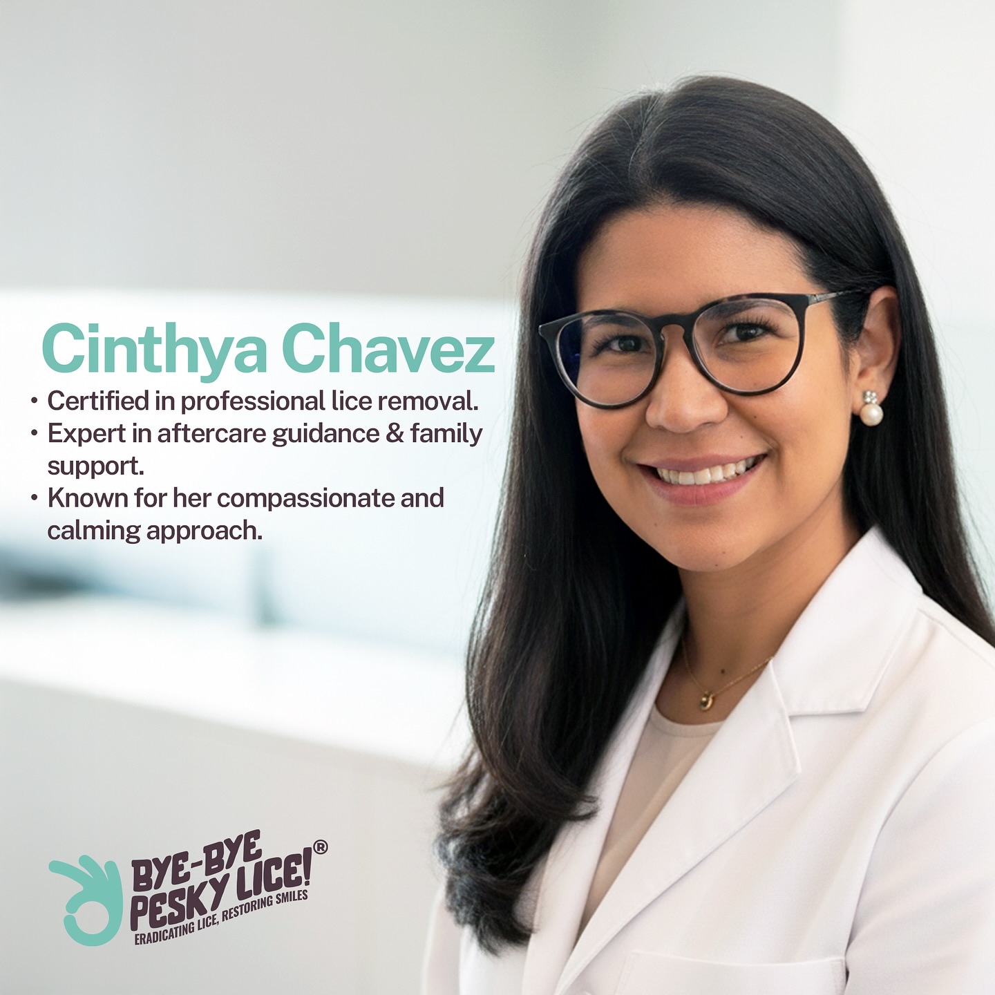 ✨ Meet Cinthya Chavez, co-founder of Bye-Bye Pesky Lice and Lead Lice Removal Specialist 👩⚕️
Cinthya is known for her gentle approach and compassionate care, helping families feel calm and confident during a stressful moment. She not only treats, but also educates parents with clear aftercare instructions to keep your home lice-free.
💬 “Helping families feel safe and lice-free is my priority.”
📅 Book your appointment today and meet Cinthya in person — she’ll make sure your family is cared for every step of the way.
#ByeByePeskyLice #HeadLiceRemoval #FamilyCare #LiceFreeLife #NaturalTreatment #MomApproved #NJFamilies #TrustedExperts