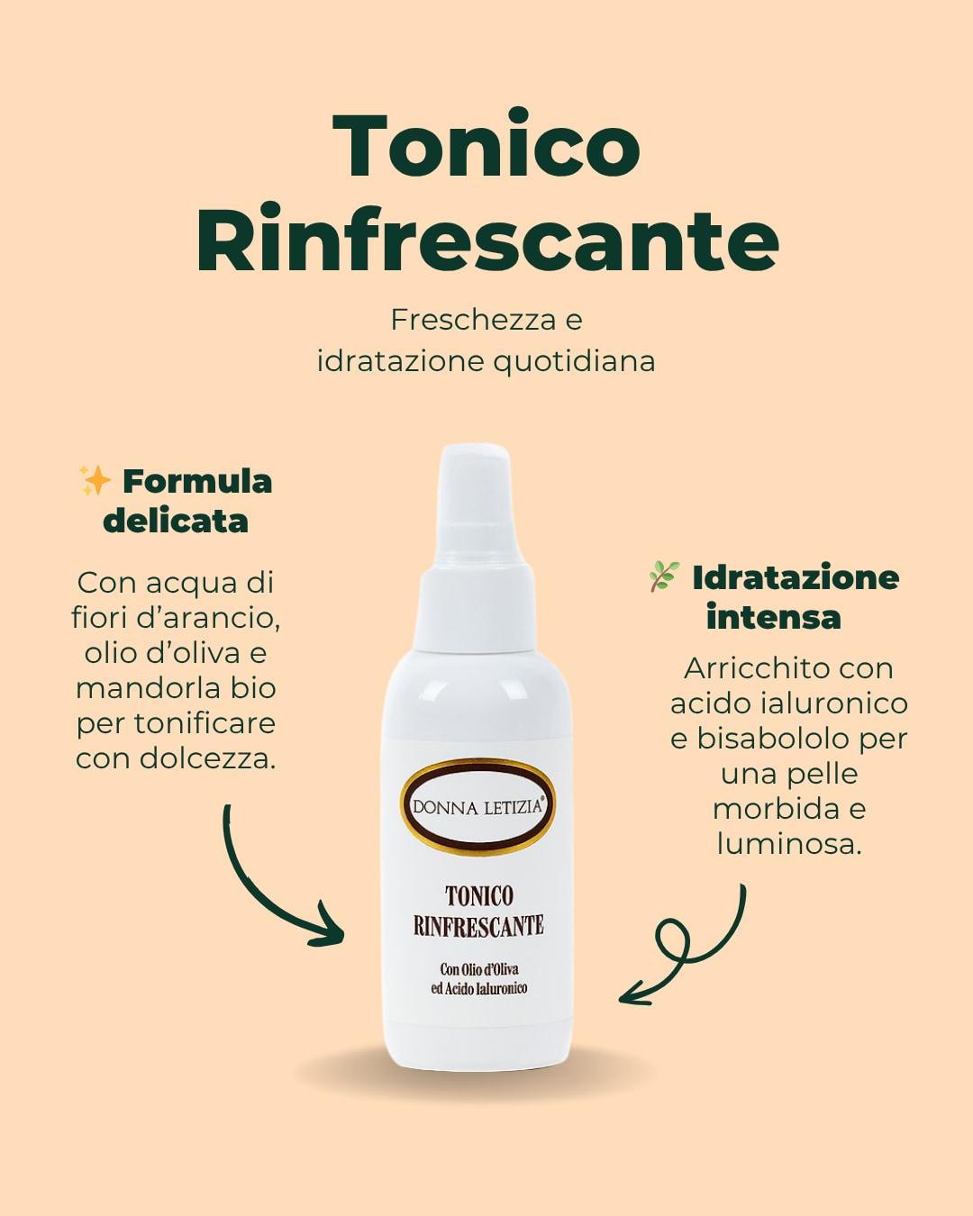 ✨ Un gesto semplice che fa la differenza ✨
Il Tonico Rinfrescante Donna Letizia è l’alleato perfetto per completare la detersione e preparare la pelle ai trattamenti successivi.
La sua formula leggera combina acqua di fiori d’arancio, olio d’oliva ed estratto di mandorla biologica, donando una sensazione immediata di freschezza e comfort.
Grazie ad acido ialuronico e bisabololo, idrata in profondità e lascia la pelle visibilmente più morbida e tonica. 🌿
💚 96,7% di ingredienti di origine naturale
💚 Dermatologicamente testato
📍 Dalle Terre di Toscana, con amore.
🛒 Scoprilo su www.donnaletiziashop.com
#DonnaLetizia #BellezzaNaturale #SkincareRoutine #CosmesiMadeInItaly #TonicoRinfrescante