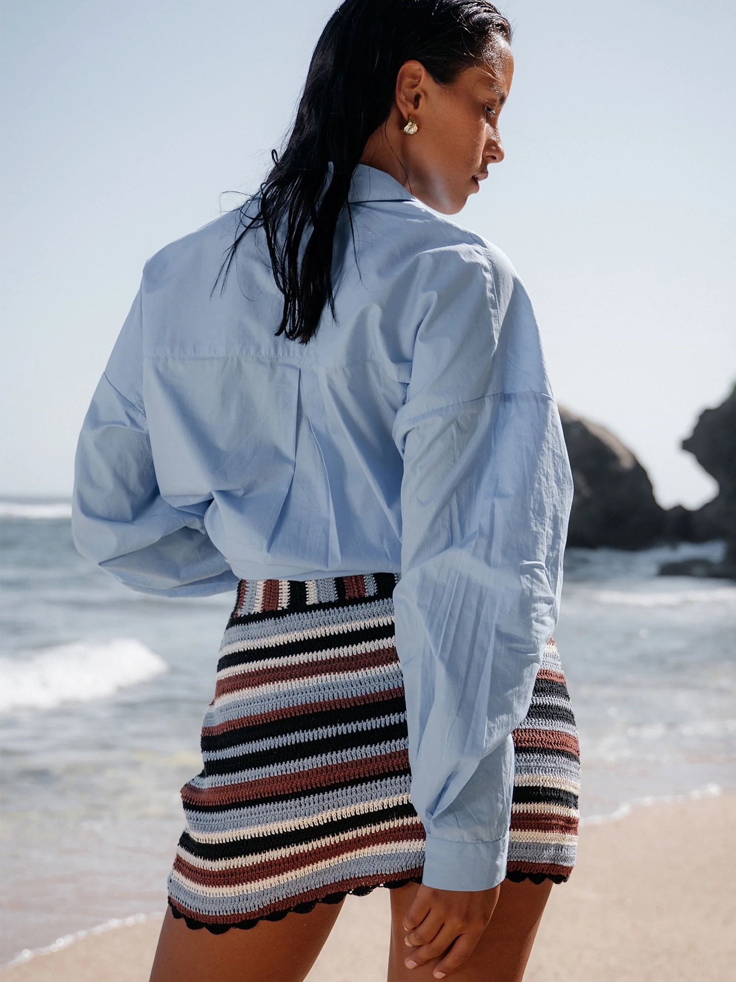 Sun, sea, and stripes 🌊☀️ This crochet skirt is made for carefree beach days and effortless style.