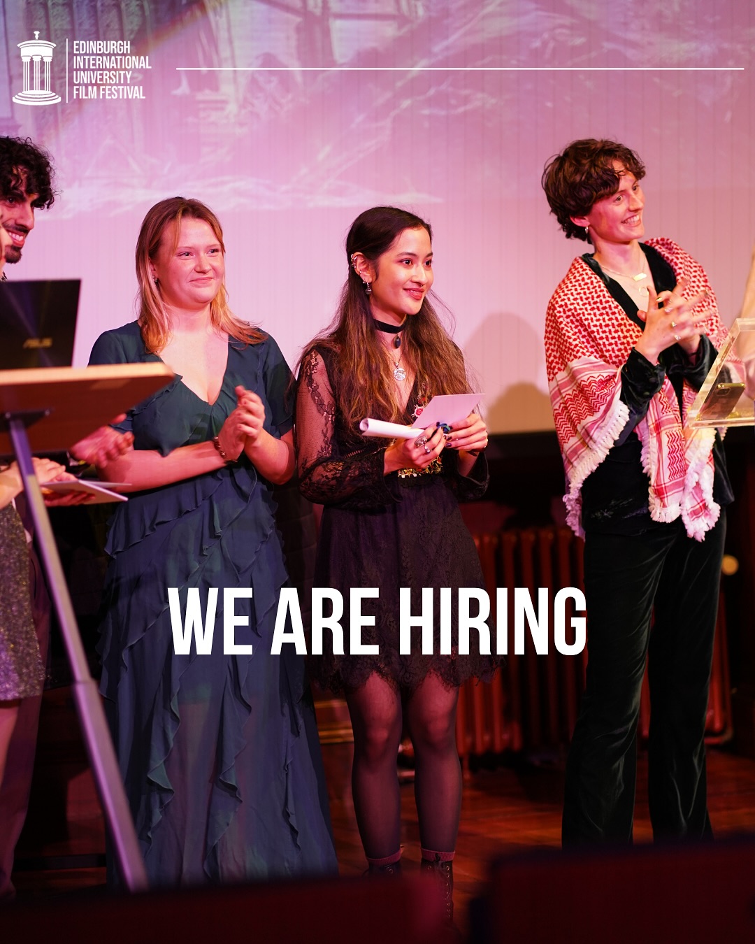 We are hiring! If you would like to apply to be our Website Manager, Technical Assistant, Venue Coordinator, Ticketing Coordinator, Merchandise Coordinador, Human Resources, or part of our Technical Team, please send info@eiuff.org.uk your CV and a cover letter. Good Luck!
#film #filmfestival #studentfilm #studentfilmfestival #studentfilmmaking #movie #edinburgh #eiuff #eiuff2026