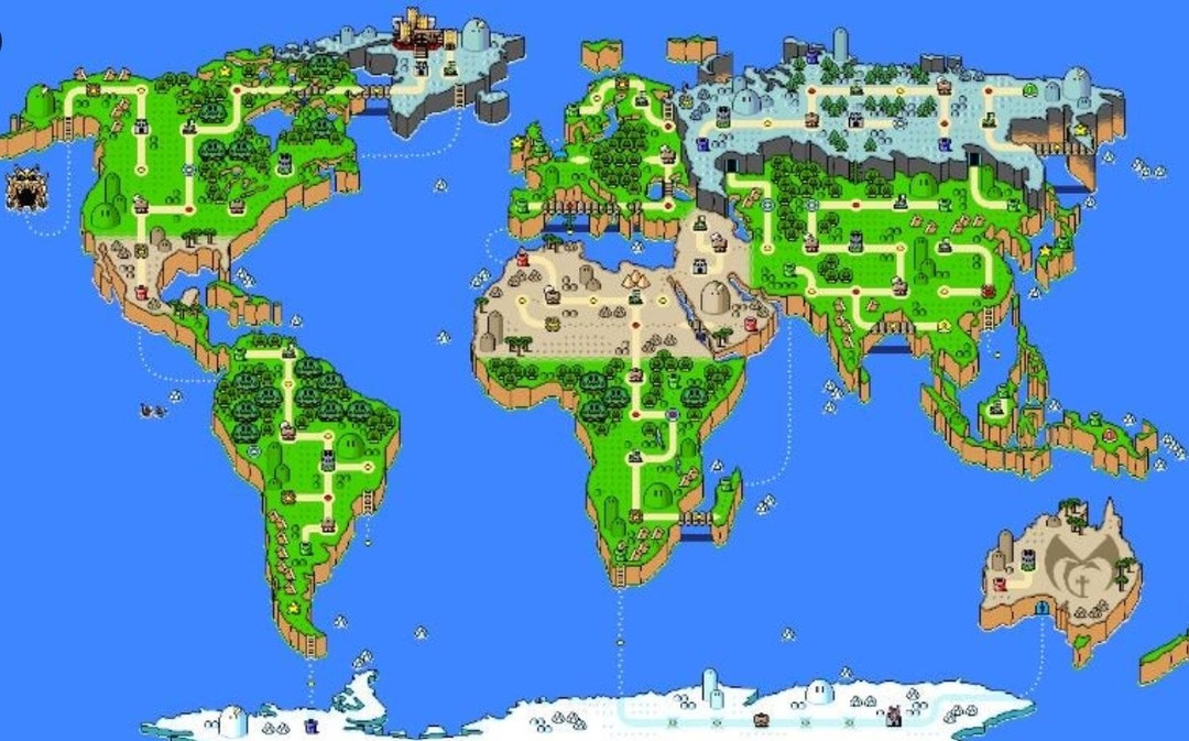 #MapMonday On this day in 1996, the Nintendo 64 video game system debuted in the USA (3 months after Japan). Super Mario goes hand-in-hand with Nintendo, so it's fitting to share this world map - Mario Style!
https://x.com/FunStockGames/status/1174727614780645383/photo/1
"It's-a me, Mario!"