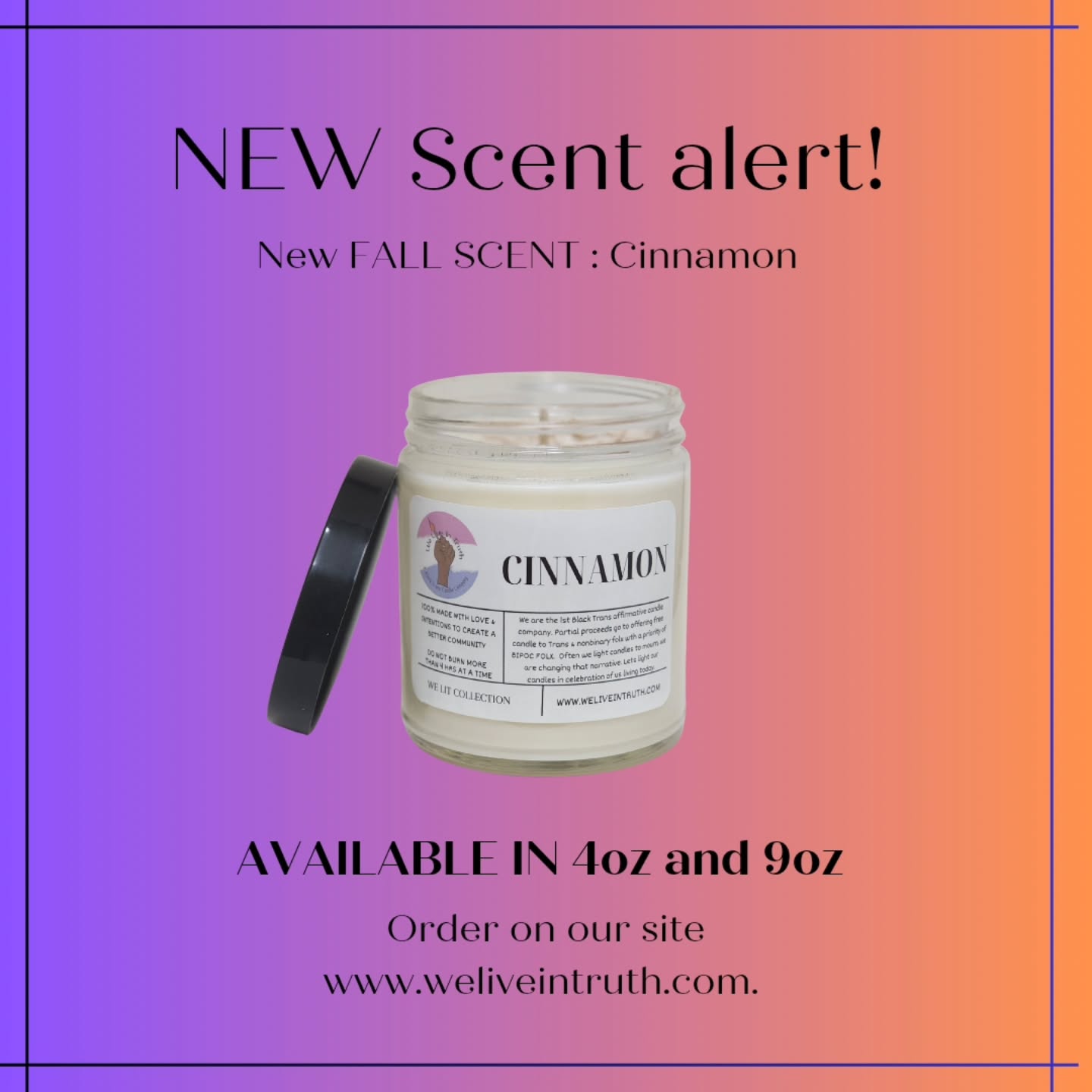NEW SCENT ALERT!!
We now bring to you or autumn scent collection
"Cinnamon "
This spice scents candle doesn't just bring warmth to your home.
But did you know that Cinnamon is commonly used in Spiritual practices and rituals to invite abundance, protection, and use to cleanse a space.
Cinnamon is also an anti inflammatory and antioxidants.
Its time to protect yall.
.
.
.
.
#Affirmingcandles #newscent #weliveintruth #blacktransbusinessowner #candlemaking ##handmadecandles #everywhereisqueer #protection #translivesmatter