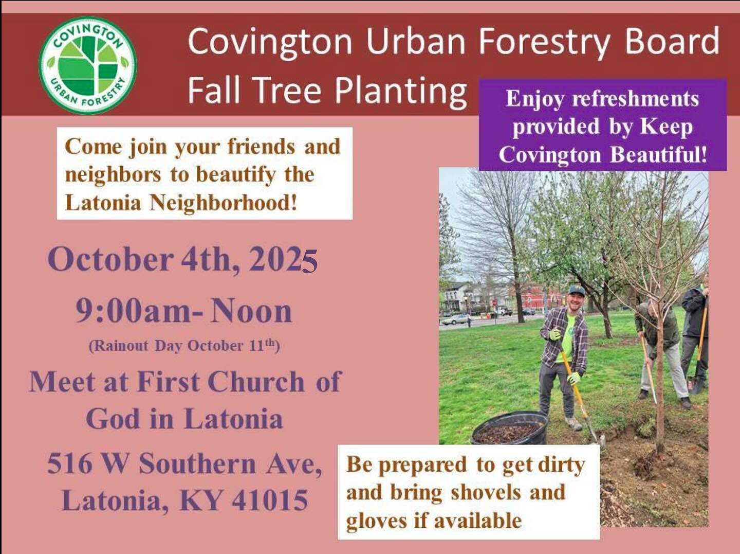 The Covington Urban Forestry Board is holding their annual fall tree planting this Saturday, October 4th. Anyone can join - coffee provided by @kungbrewcafe , and donuts provided by @emersonsbakery 🌳
