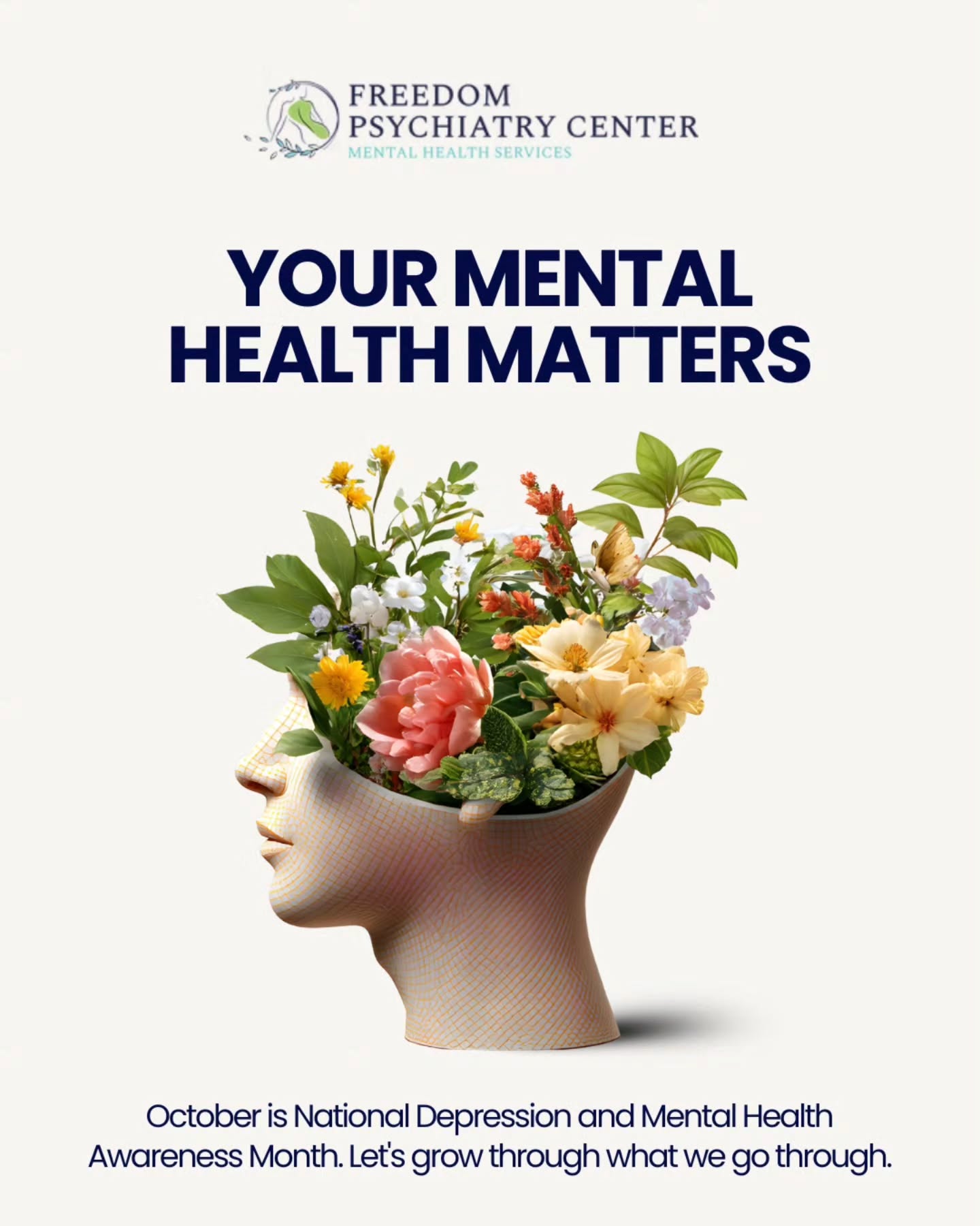 This October, we join the national conversation to raise awareness for mental health. This month is a reminder to check in with yourself, support your loved ones, and fight the stigma that prevents so many from seeking help. Your mental health is a priority, and your journey matters. Let's make this a month of compassion and support.
#MentalHealthAwareness #DepressionAwarenessMonth #EndStigma #YouAreNotAlone #FreedomPsychiatry #CommunitySupport #MentalWellness #CheckIn