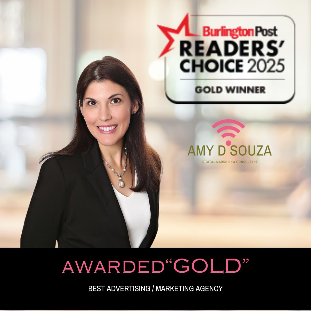 Thank You for Your Support! 🌟
I am truly honoured and humbled to be named Gold Winner in the Best Advertising/Marketing Agency category in this year’s Burlington Readers’ Choice Awards.
This recognition means so much — not just as a professional milestone, but as a reflection of the incredible clients, collaborators, and supporters who continue to believe in my work. Your trust, referrals, and kind words have helped me grow a business built on connection, creativity, and community.
To each of you who voted, shared kind feedback, or partnered with me this past year — thank you from the bottom of my heart.
Here’s to continuing to create meaningful, impactful work together.
#ThankYou #GratefulHeart #ReadersChoiceGold #BurlingtonBusiness #MarketingWithPurpose #AmyDSouzaMarketing #ClientAppreciation #SmallBusinessBigHeart