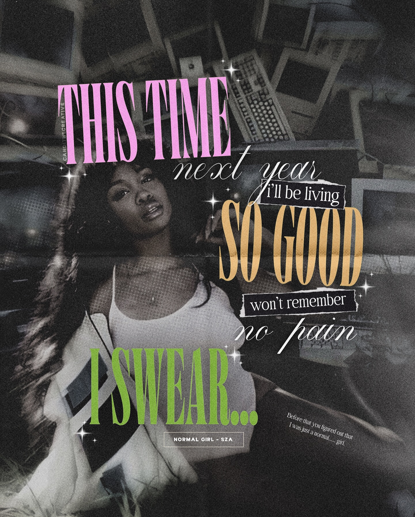 Playing around with font pairings & created this for one of my favorite song lyrics 🧡
#fontpairings #fontpairing #typography #normalgirl #sza #lyrics #songlyrics #posterdesign #poster