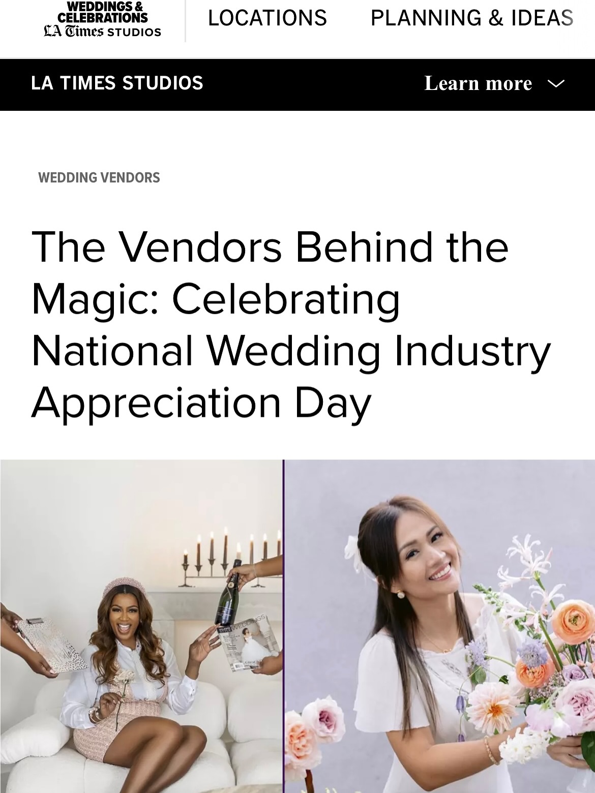 Happy National Wedding Industry Appreciation Day!! 👏 Today we honor the incredible talents, hearts, and dedications that bring weddings to life. Much love to @deeleedesigns for contributing this article to @latimes in celebration of all the vendors and professionals whose artistry, creativity, and hard work turn love stories into unforgettable moments. Grateful for this community that continues to inspire and elevate the beauty of every celebration.
#weddingindustryappreciationday