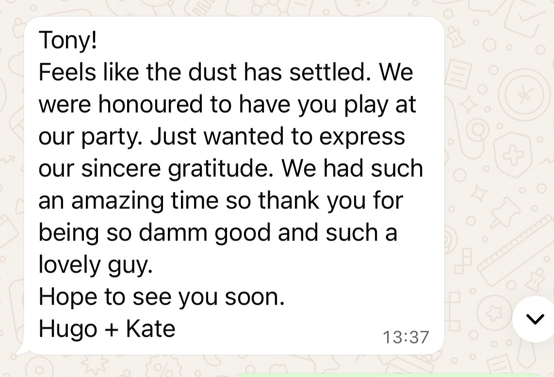 As the Guv’nor of this team, I’m extremely picky on the bookings I take. The team is strong, so it’s been great to be able to focus on my other event plans (check out @its_so_oxford ) while they’re out there making dancefloors happy. However, there have been a few who I couldn’t say ‘No’ to. So when the East Oxford Royalty pulled me up at @hamblinbread and asked me to conduct the evening session for his and Kate’s unity, while I was purchasing his supreme bakes and treats…. Well it was a divine night, with lovely folks, and the funky Bride & Groom. A blessing. Totally. #letsgetiton #vibesallnight #sugarbumps