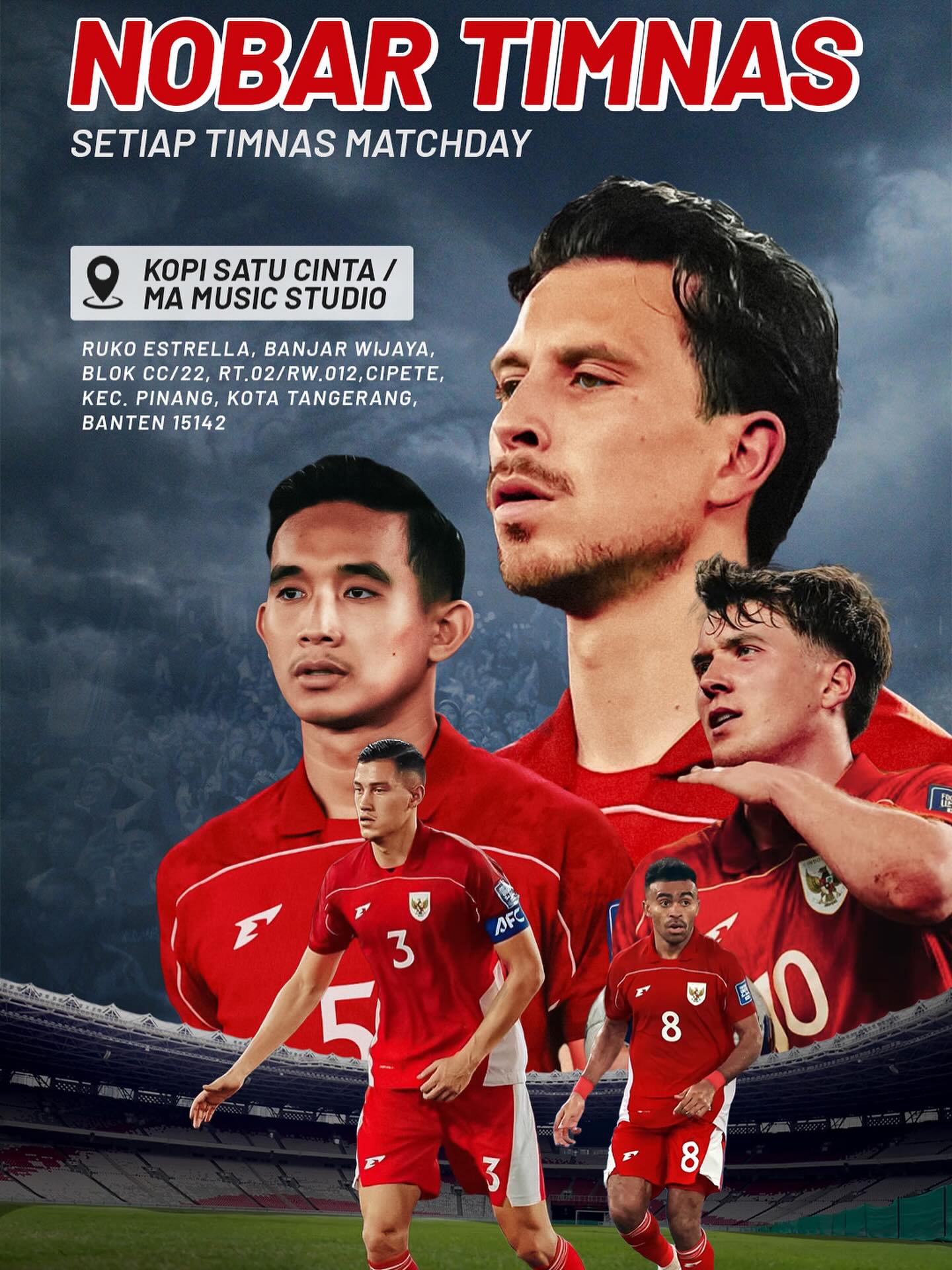 🇮🇩 Saksikan setiap laga Timnas Indonesia melalui acara Nonton Bareng di Kopi Satu Cinta & MA Music Studio.
Nikmati suasana nyaman sekaligus kebersamaan penuh semangat Garuda. ⚽️