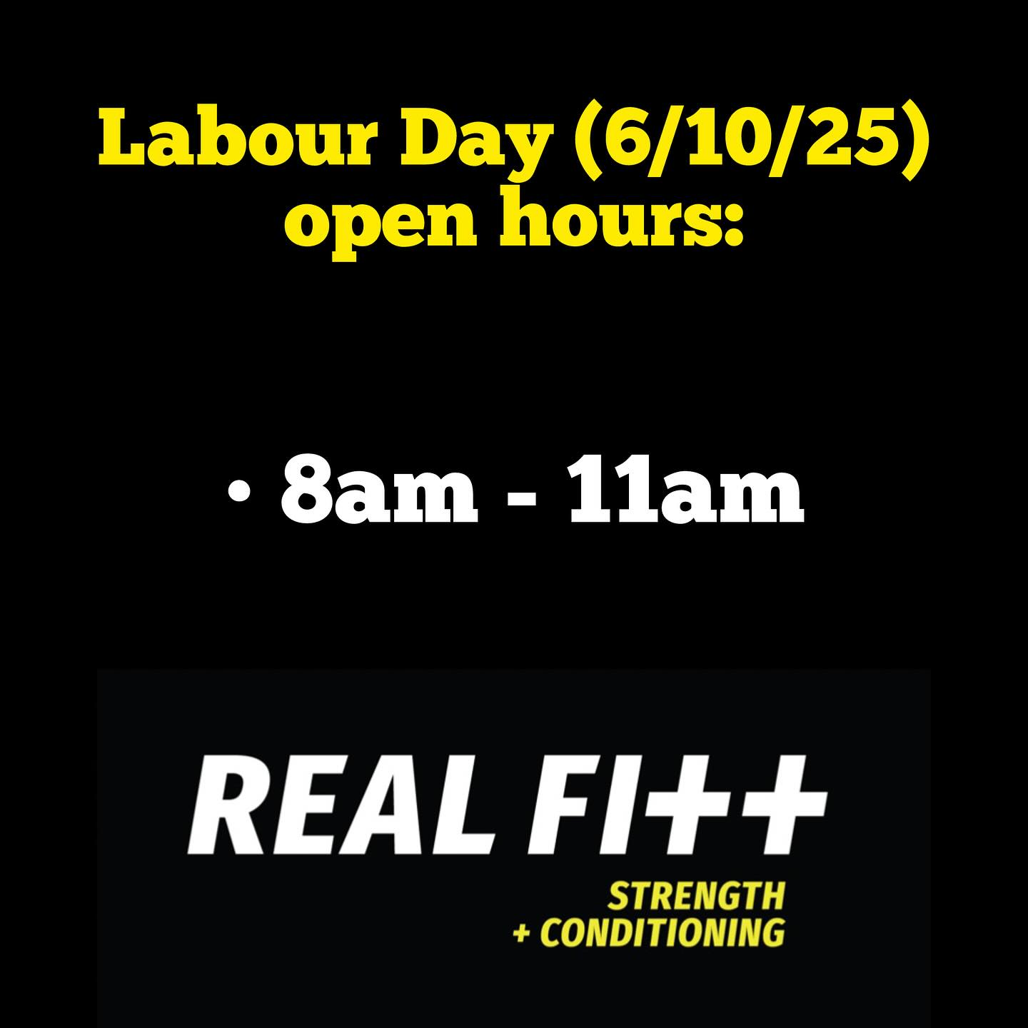 With next Monday (6/10/25) being a public holiday for Labour Day, the gym will be open from 8am - 11am.