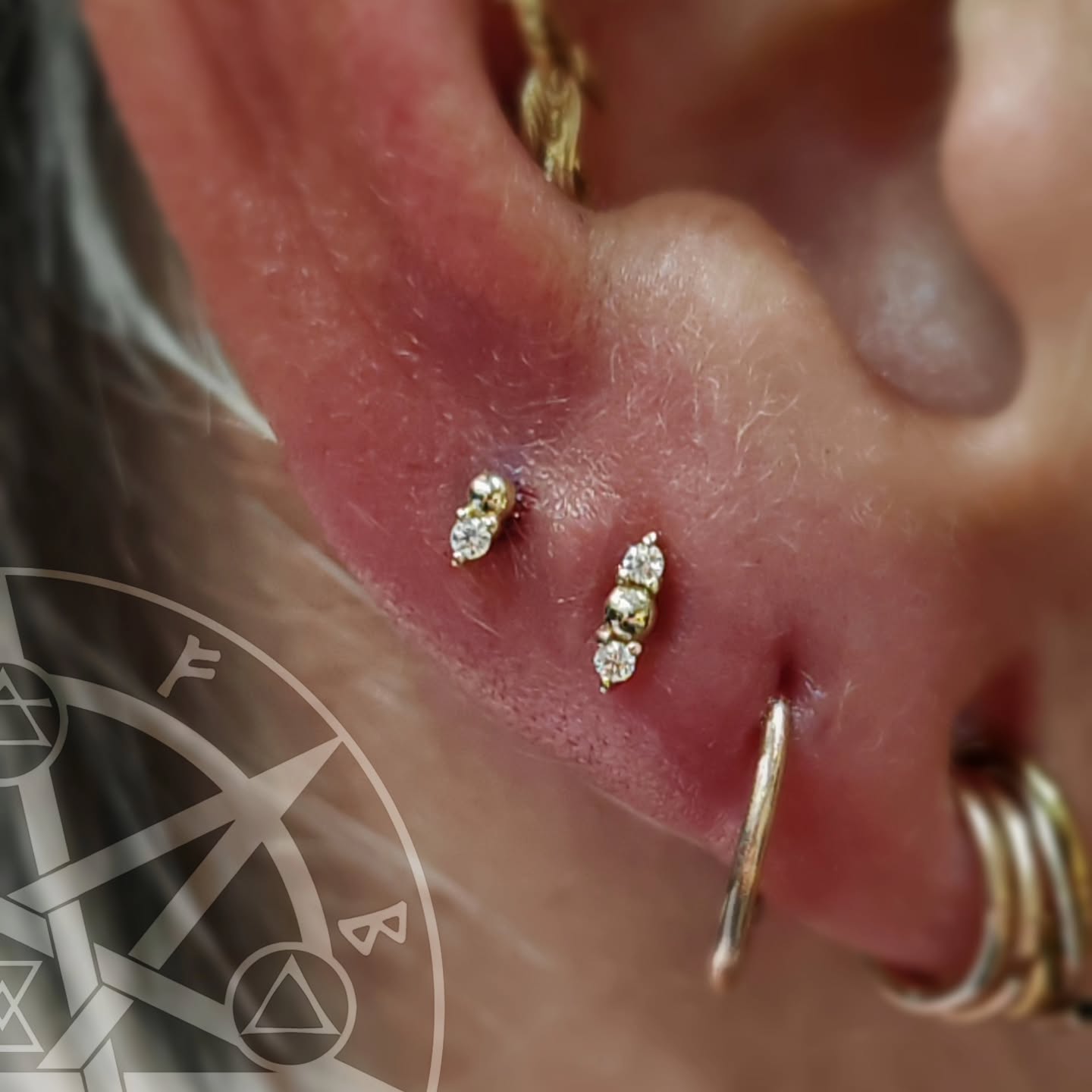 Cute little pairing from this weekend, one fresh and another stretched/reopened 🫶🫶🫶
Jewellery: Babe and Crushing from @buddhajewelryofficial
Piercer: @symbiotic_piercing @paid2stab
Using: @probodyart @purklenz
Aftercare: @neilmedpiercingaftercare