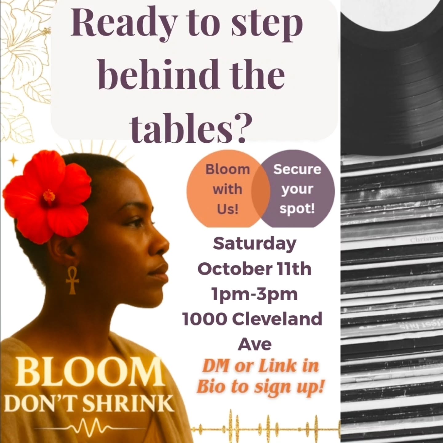 🌺There is room for your frequency in this world.
From the turntables to the Bloom Circles, I’ve seen what happens when people claim their sound, their rhythm, their presence.
🎚️ That’s what the Bloom DJ classes are about—stepping behind the tables, finding your flow, and realizing you don’t need permission to take up space.
✨ No experience necessary. Just your curiosity, your courage, and your frequency.
🎶 Bloom With Us → Monthly DJ class series (2nd Saturdays)
💿 Drop-in or commit to the full 6-class journey
🌺 DJ gear provided, just bring you
🔗 Link in bio to secure your spot.
#BloomDontShrink #DJingAsMedicine #FindYourFrequency #HealingThroughSound #CommunityPower